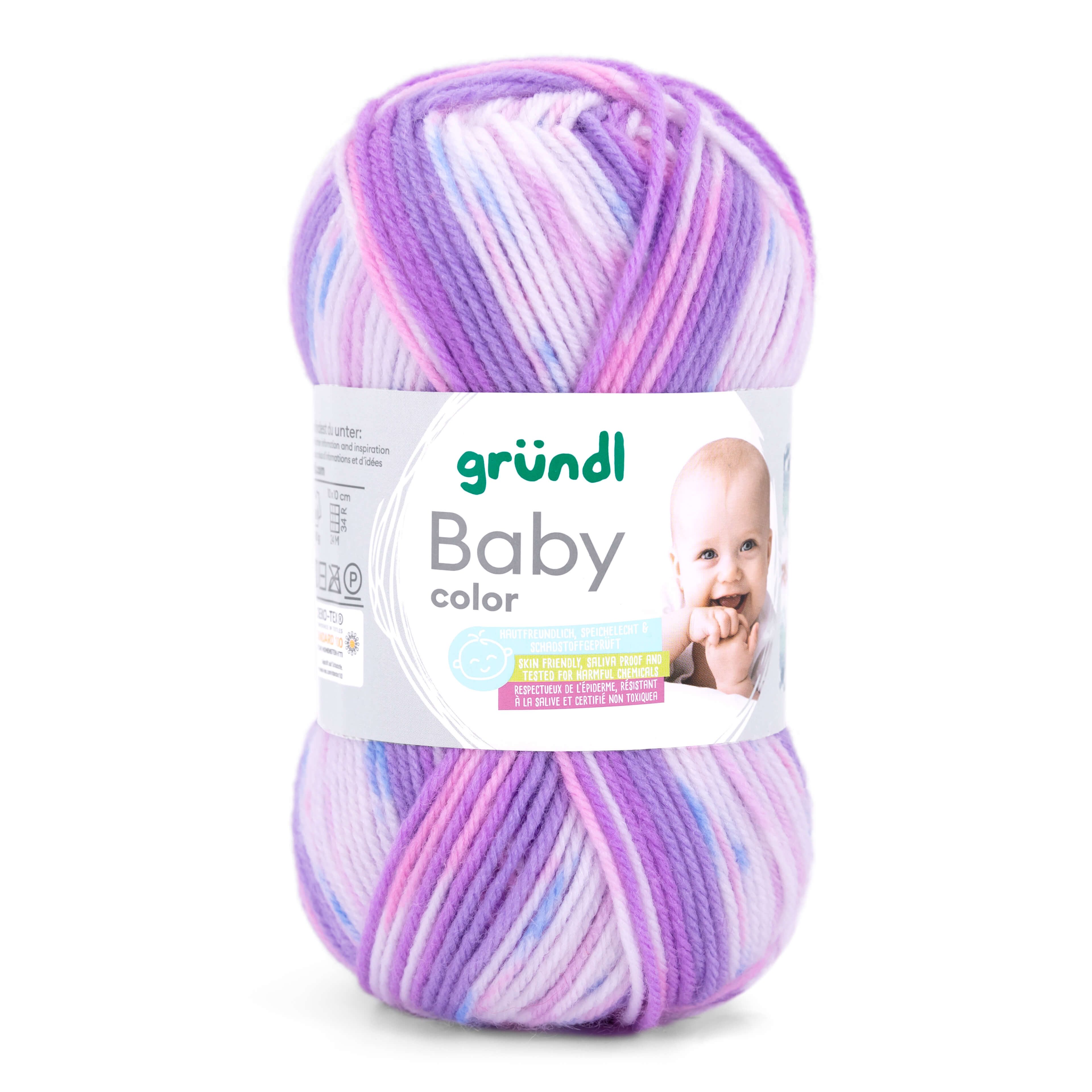 Gründl Wolle zum stricken und häkeln, Baby Color, selbstmusternd Häkelwolle, 150 m (50g Strickgarn Babywolle, mit Jacquard Effekt), 70 % Polyacryl, 30 % Polyamid