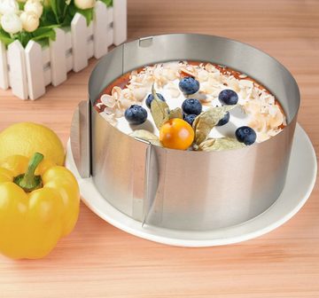 Intirilife Tortenring, Edelstahl, Tortenring Kuchenform aus Edelstahl - 16 x 6cm - verstellbar