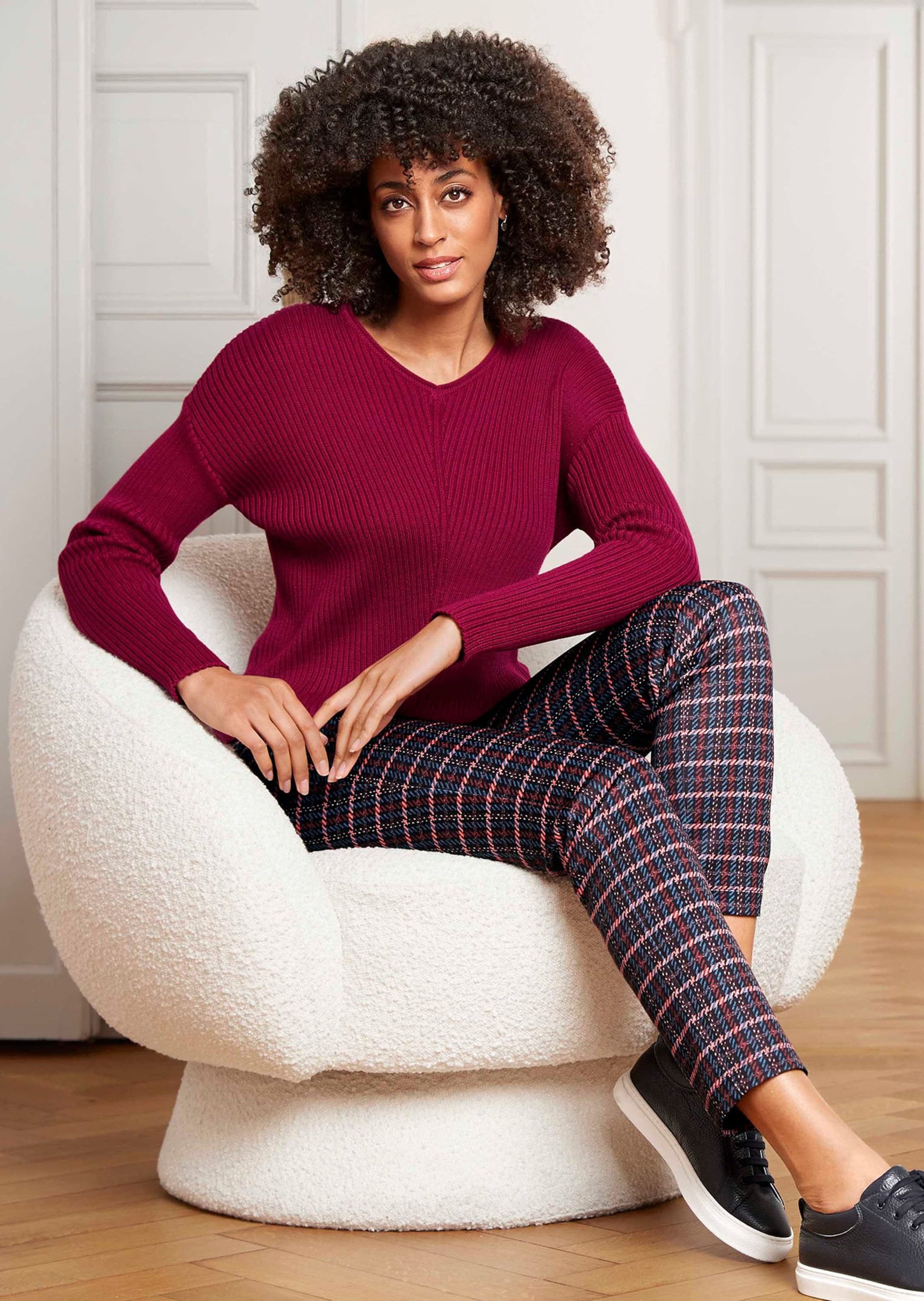 MADELEINE Stoffhose Stretchhose mit Karo-Druck