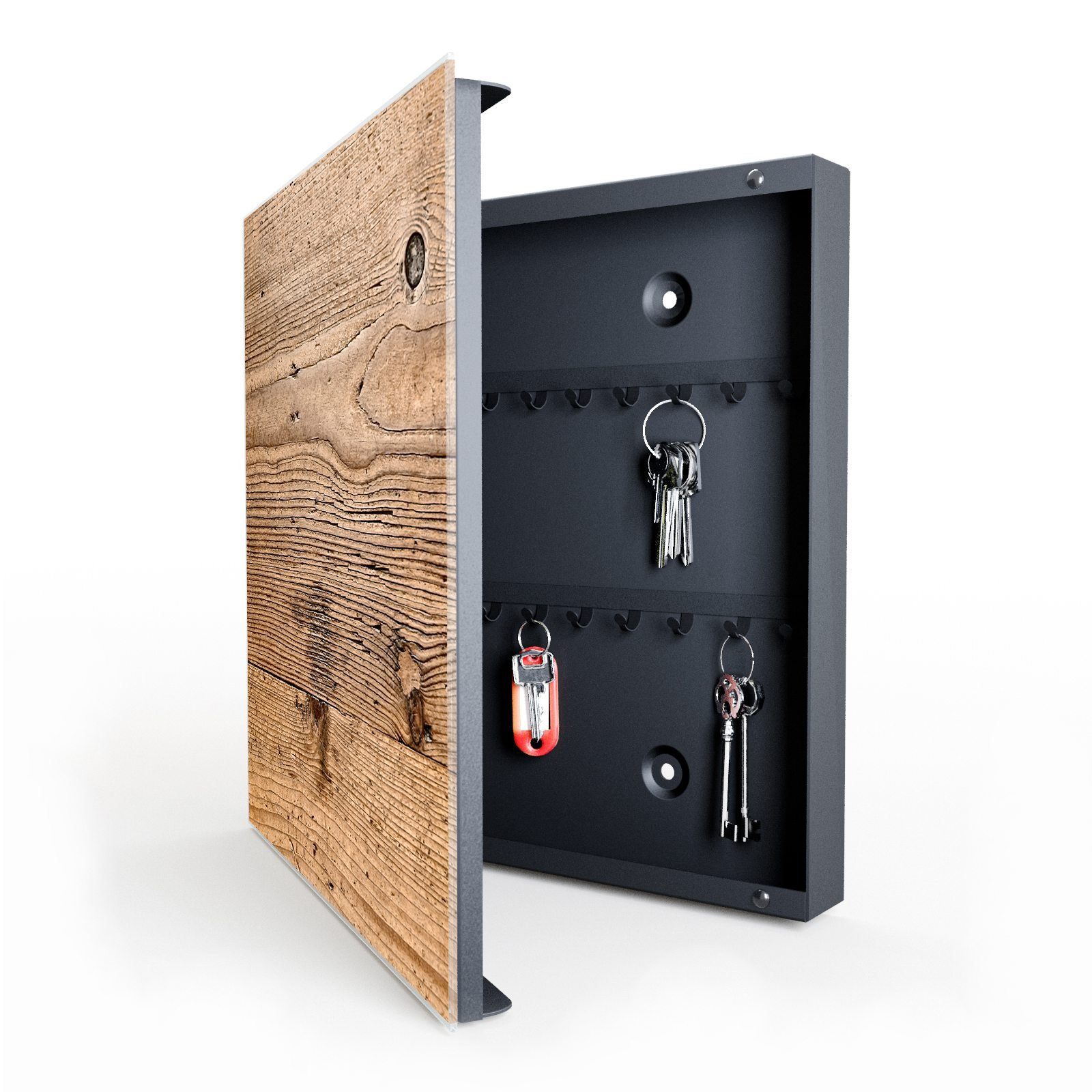 Primedeco Schlüsselkasten Magnetpinnwand mit Glasfront Holz günstig online kaufen