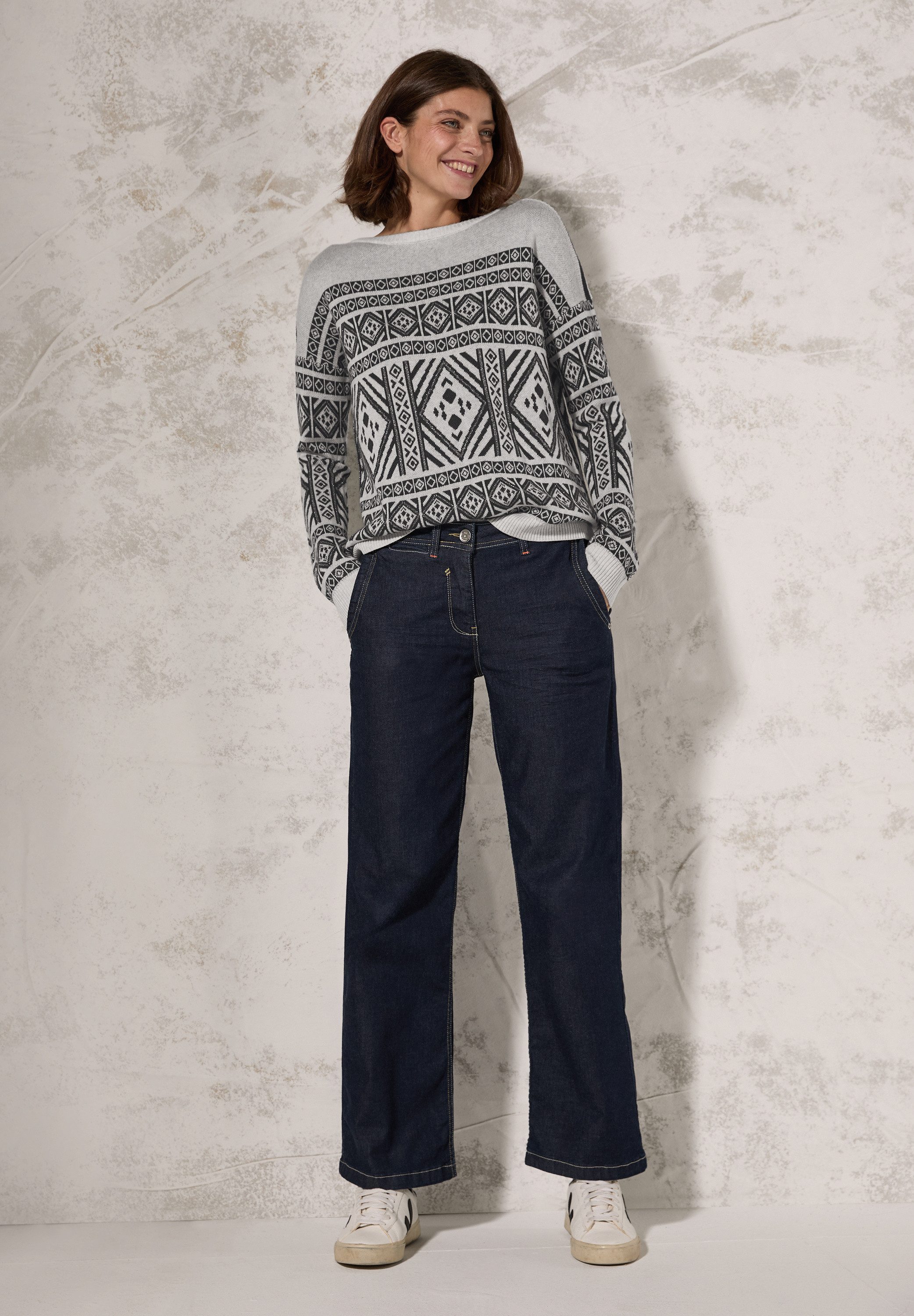 CECIL Longsweatshirt mit U-Boot-Ausschnitt