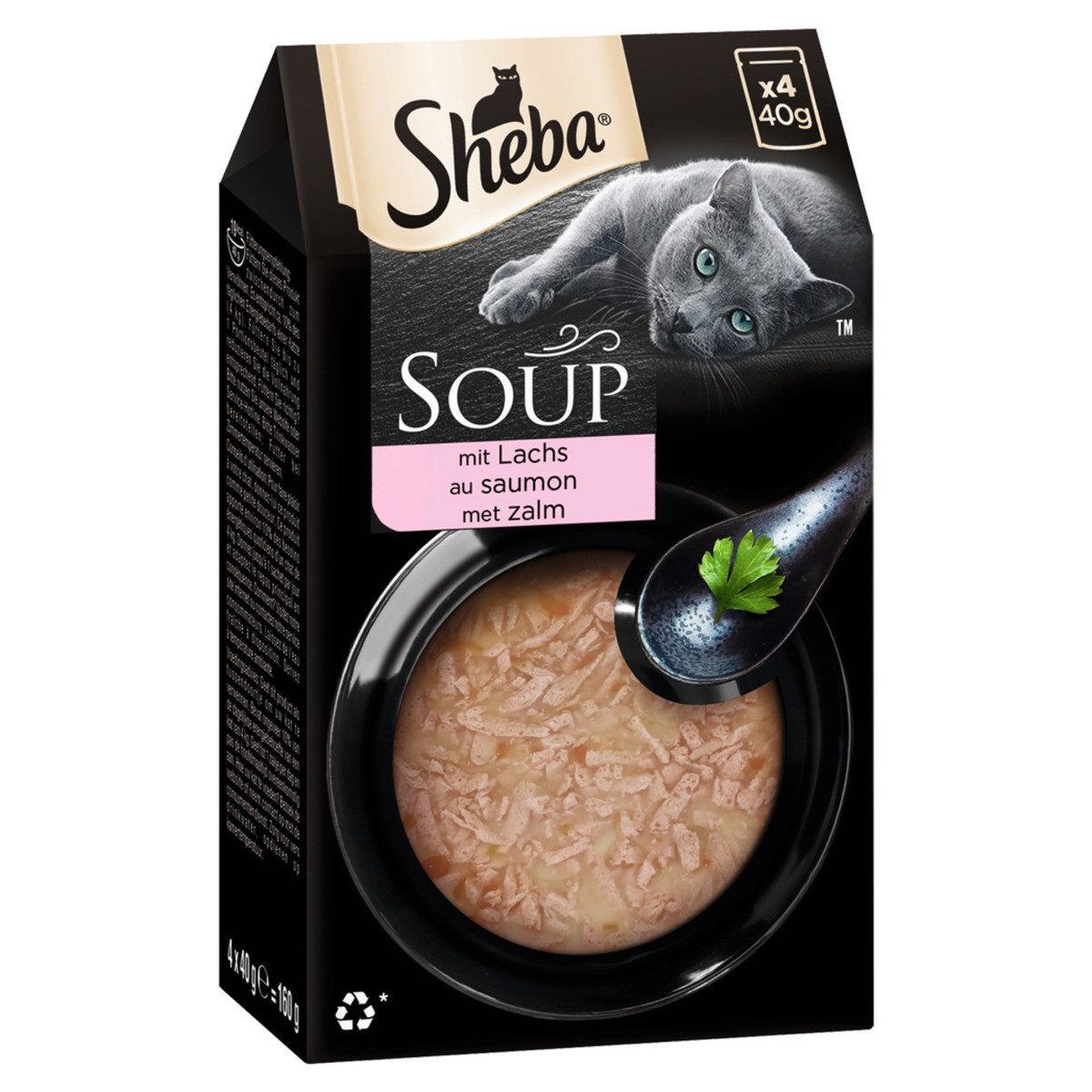 Sheba Multipack Soup mit Lachs 4 x 40 g - 10 Stück, Nassfutter für: Katze