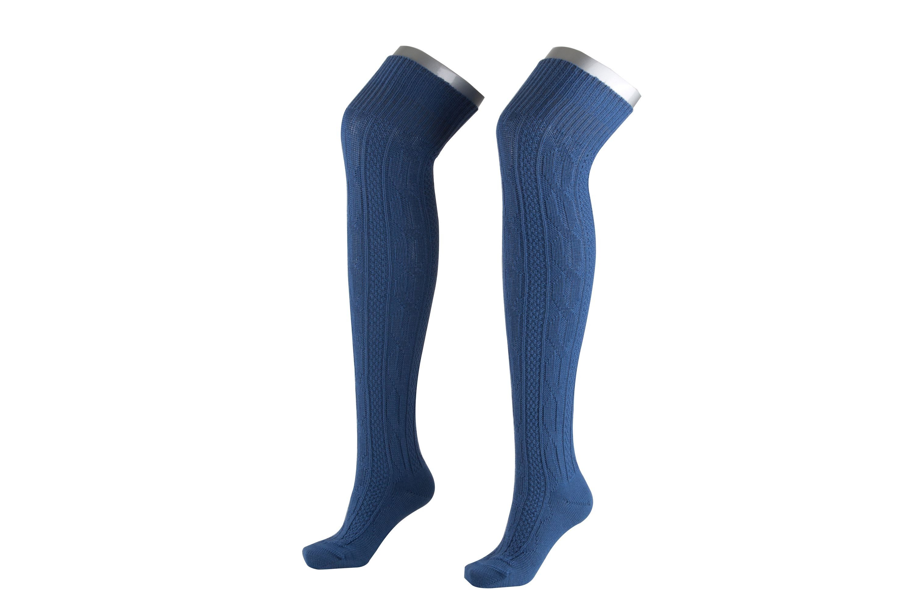 Lusana Trachtensocken L4399XXL Trachtenkniebundstrümpfe mit Zopfmuster (extralang)