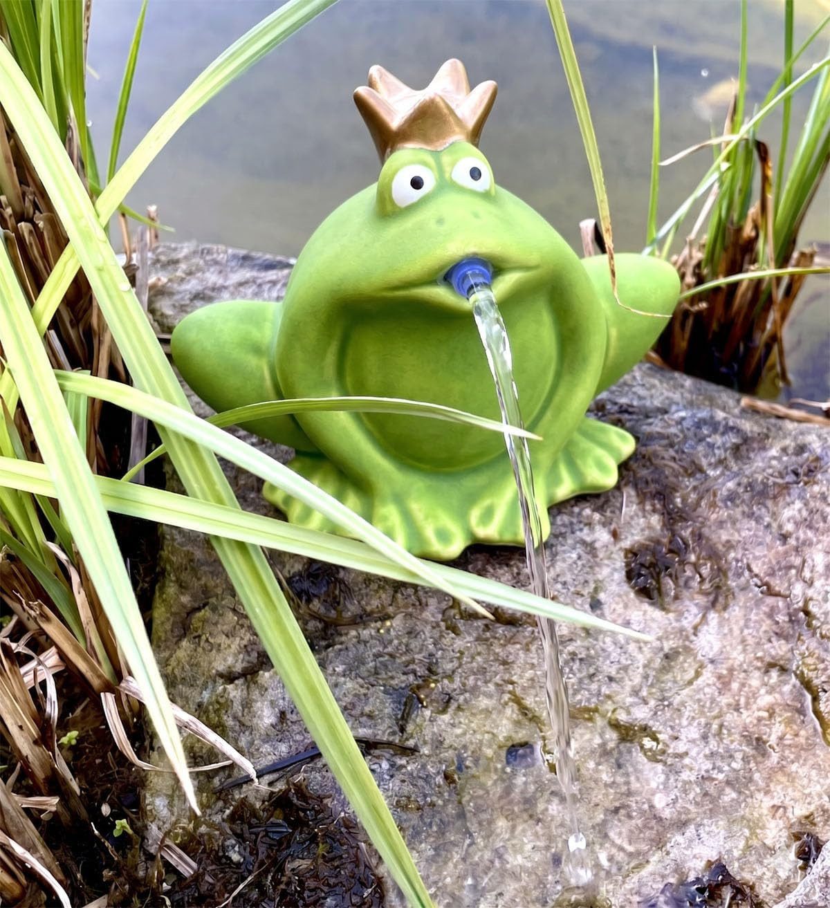 LB H&F Lilienburg Springbrunnenpumpe Wasserspeier Springbrunnen Teich Wasserspucker Tier Figur Brunnen (mit Pumpe Wasserspiel maritime Wasserfall Zierbrunnen Teichwanne Teichfrosch WASSERSPEIER FROSCH Teichdeko Gartendeko Gartenfigur Gartenteich Dekotier