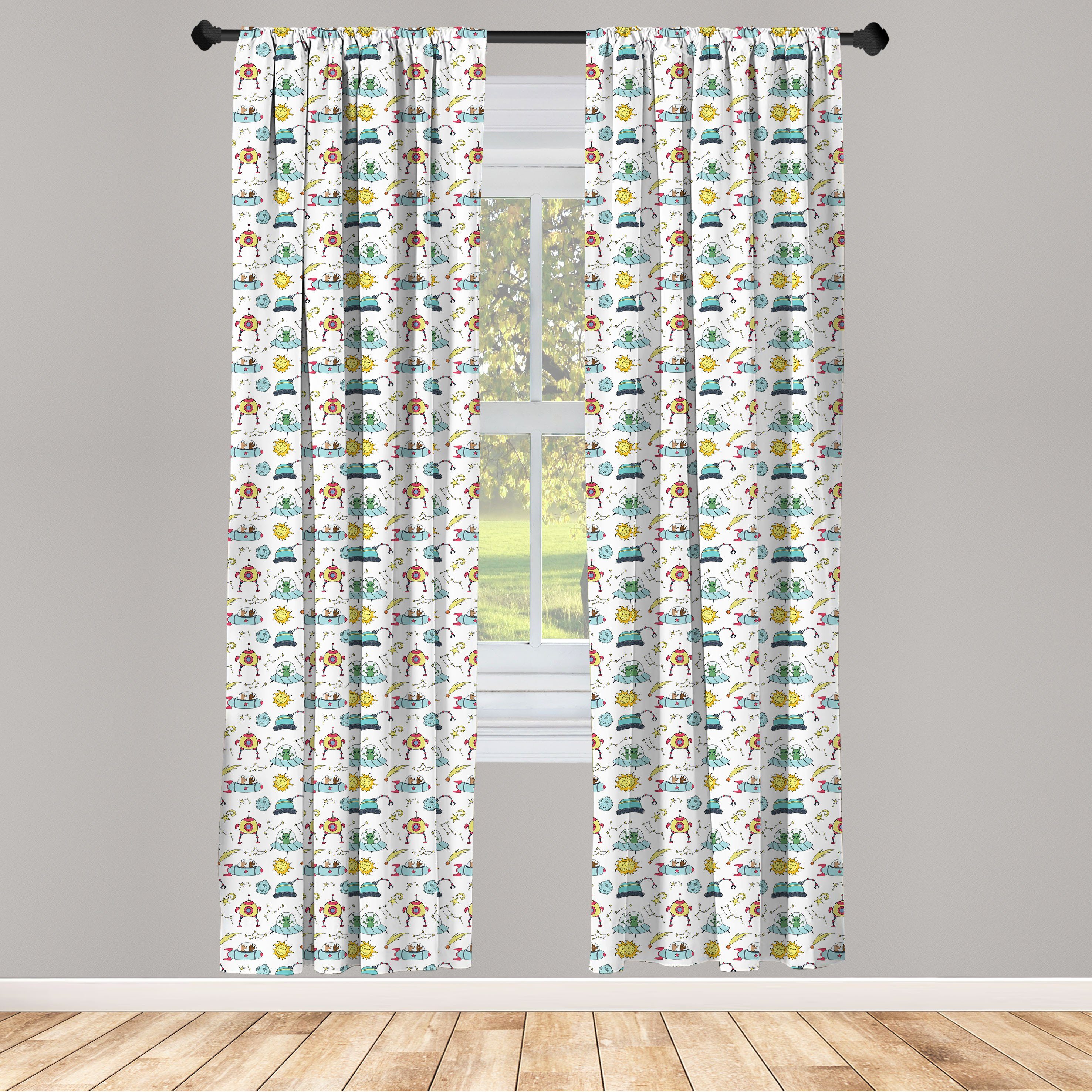 Gardine Vorhang für Wohnzimmer Schlafzimmer Dekor, Abakuhaus, Microfaser, Ausländer Sonne und Mond-Konstellation