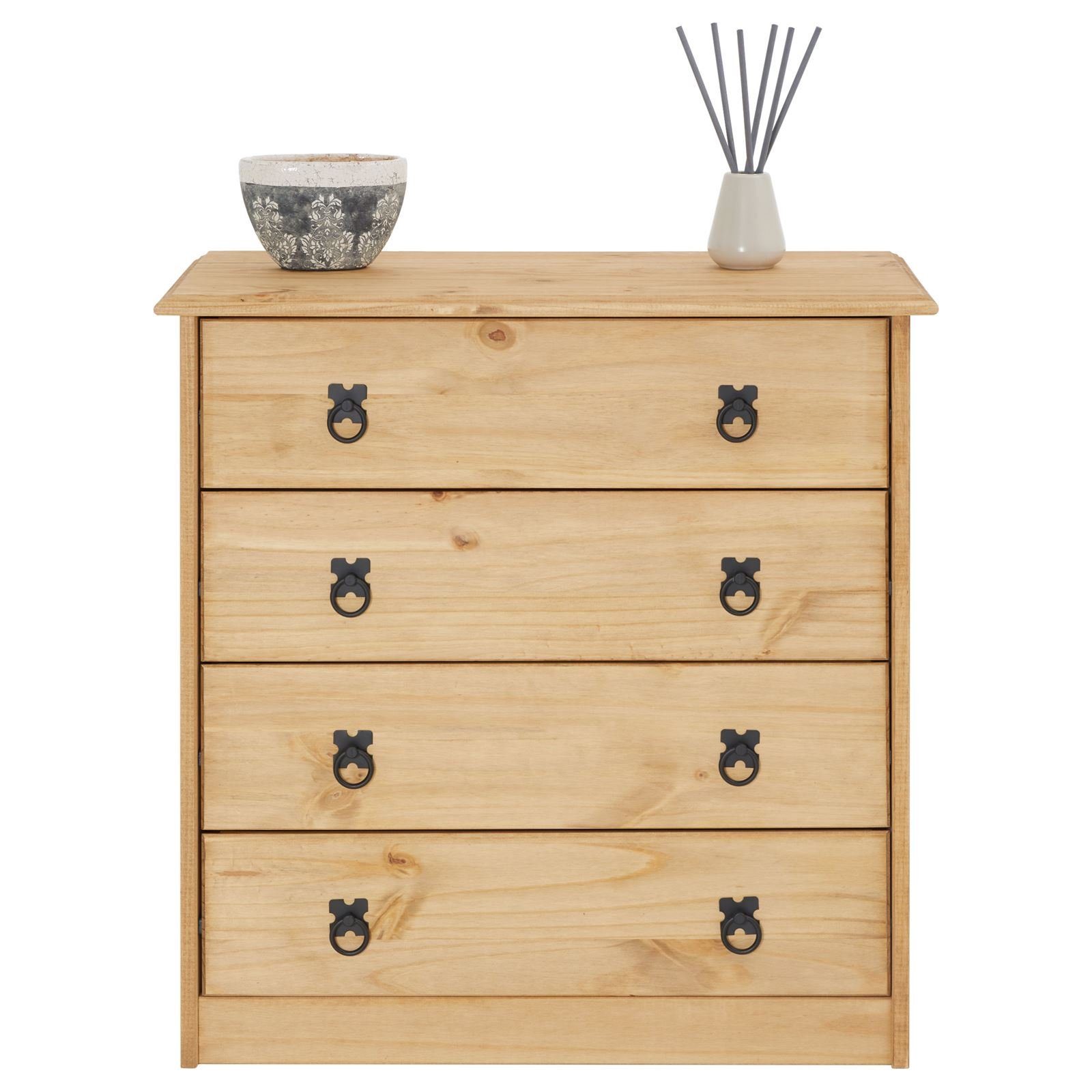 CARO-Möbel Kommode BARRIO, Kommode aus Holz mit 4 Schubladen Sideboard aus Massivholz im Landhaus