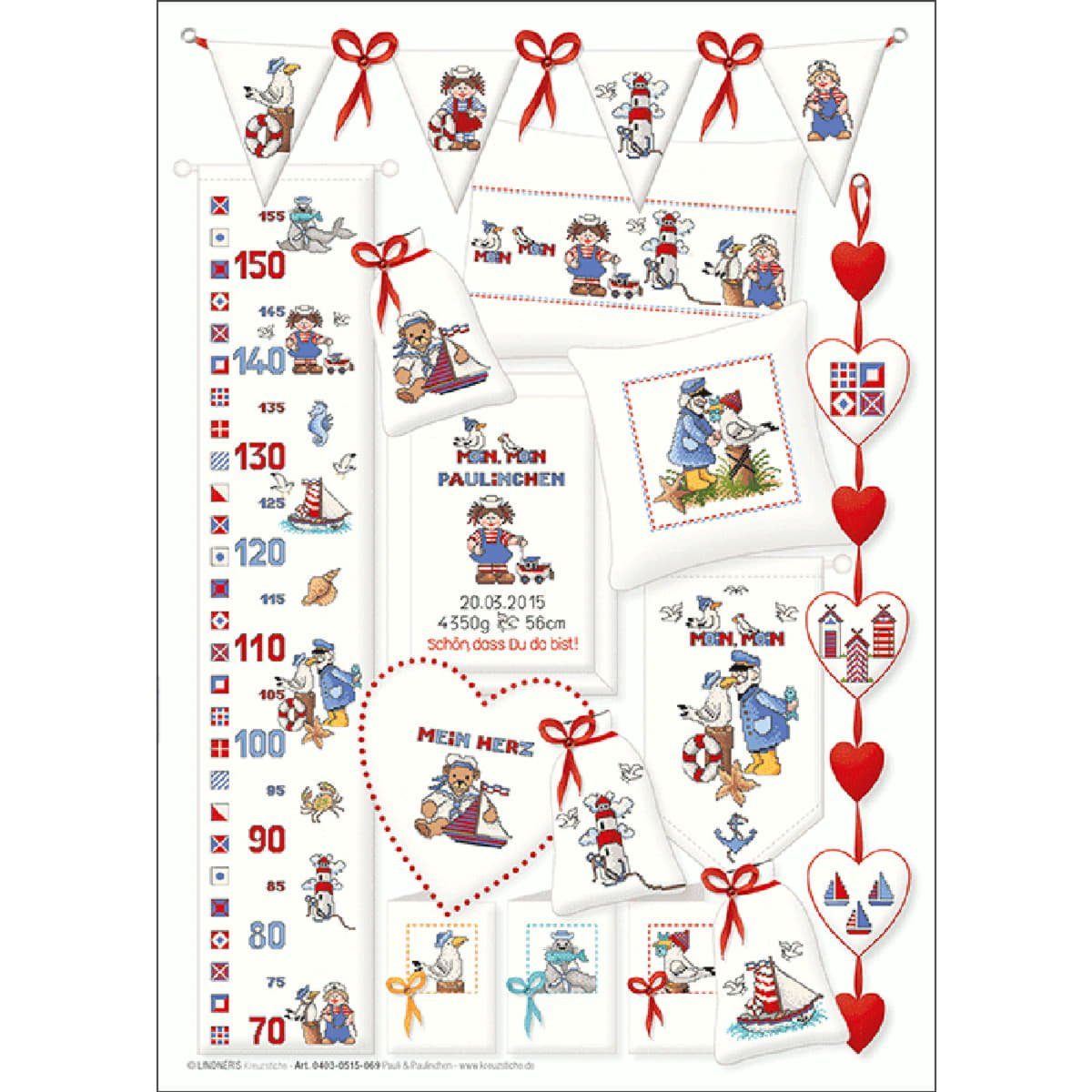 Lindner´s Kreuzstiche Kreativset Lindner´s Kreuzstiche Zählmuster Vorlage "Pauli & Paulinchen", 069, (embroidery kit by Marussia)
