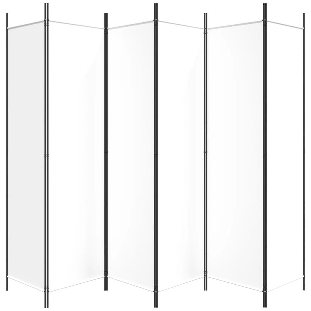 Paravent Stoff 6-tlg. 300x200 Raumteiler Weiß furnicato cm
