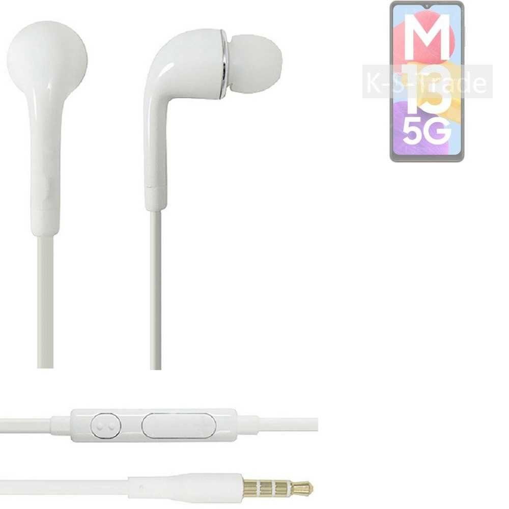 K-S-Trade für Samsung Galaxy M13 5G In-Ear-Kopfhörer (Kopfhörer Headset mit Mikrofon u Lautstärkeregler weiß 3,5mm) | In-Ear-Kopfhörer