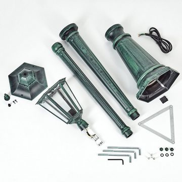 hofstein Außen-Stehlampe Wegeleuchte aus Metall/Glas in Schwarz-Grün/Klar, ohne Leuchtmittel, Stehleuchte, Gartenbeleuchtung IP44, 1x E27, ohne Leuchtmittel