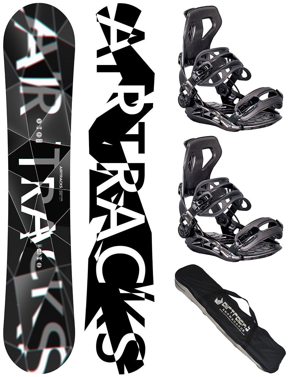 Airtracks Snowboard Snowboard Set Refractions Game »Mod. 26/27 (3er Pack, 3 St., Snowboard Refractions Game + Bindung Master + Sb Bag), / 155 159 161 165 168 171 cm