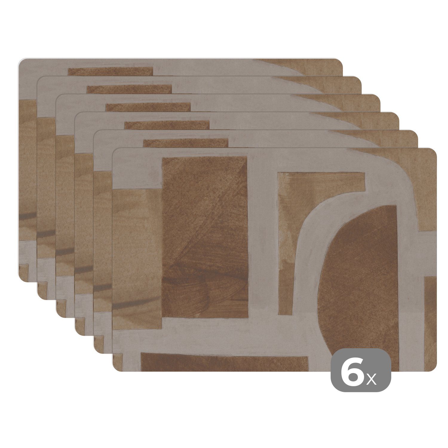 Platzset, Formen - Abstrakt - Puzzle - Holz, MuchoWow, (6-St), Platzset, Platzdecken, Platzmatte, Tischmatten, Schmutzabweisend