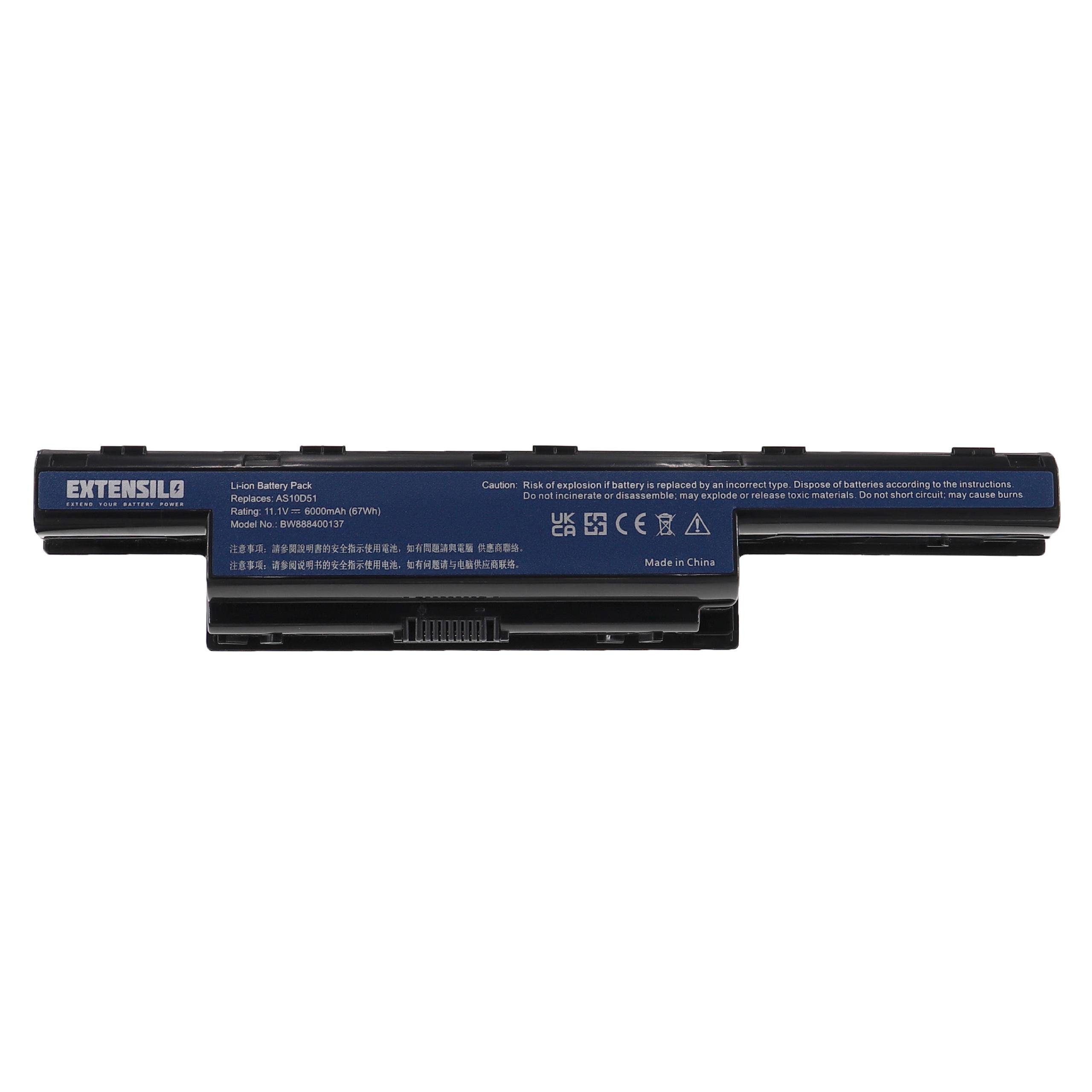 Extensilo passend Acer 7740, 6000 mAh 6595-Serie, für Laptop-Akku 8472, 8573-Serie, Travelmate 7740G