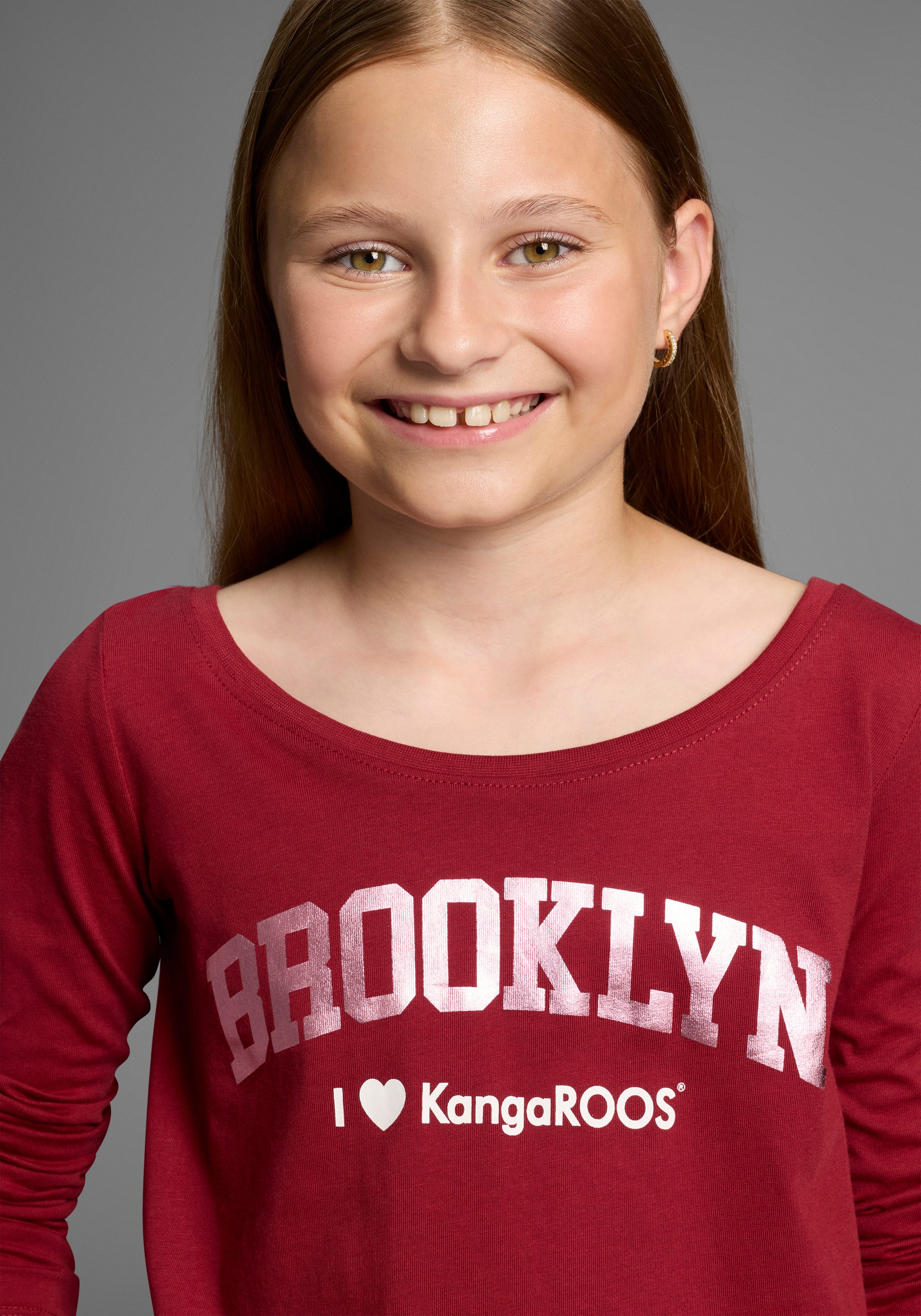 KangaROOS Langarmshirt Shirt mit BROOKLYN Print günstig online kaufen