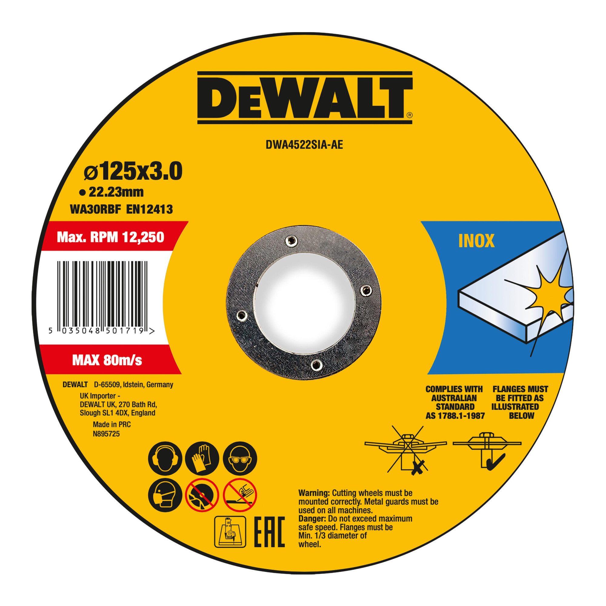 DeWalt Trennscheibe DEWALT High Performance Trennscheibe 125x3x22,23mm Inox Typ 42 (gekröp