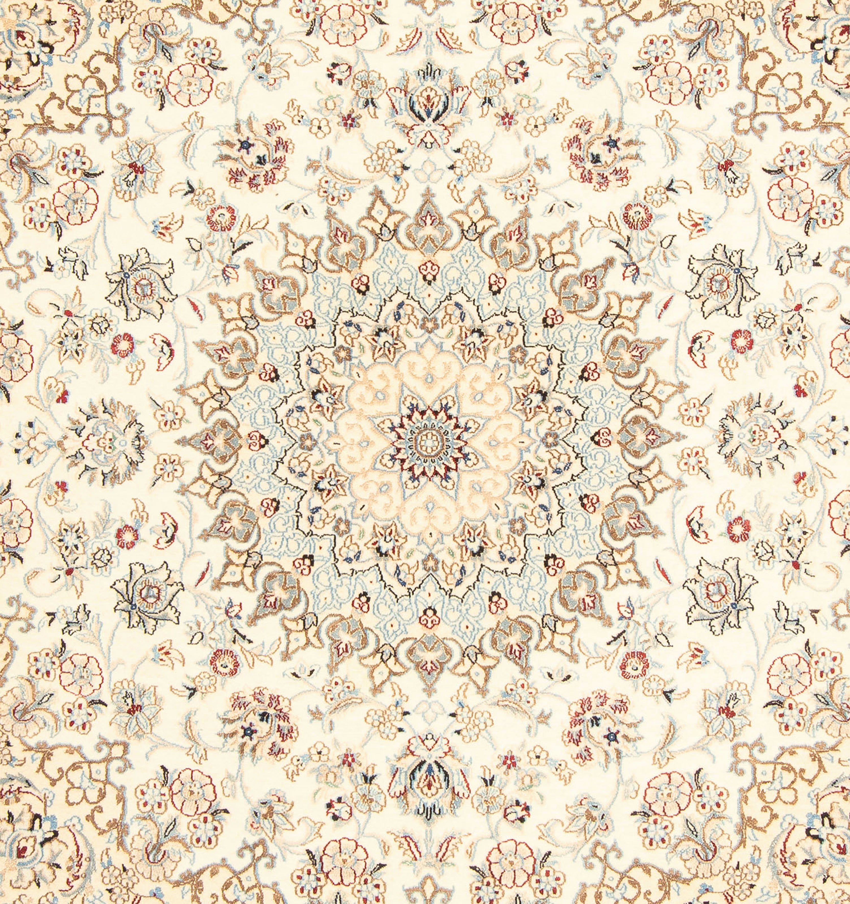 Orientteppich Perser Nain 202 mm, Zertifikat - Handgeknüpft, 10 quadratisch, Royal - x quadratisch beige, 203 cm - Höhe: Wohnzimmer, - Einzelstück morgenland, mit
