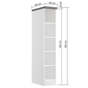 Lomadox Küchenregal MARSEILLE-03, Küchenregal, 30cm breit, 166cm hoch, weiß & Betonoptik