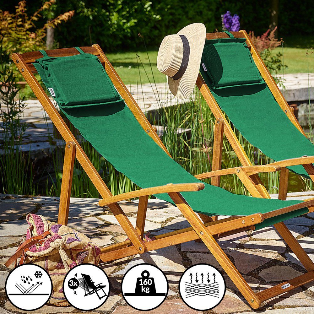 Casaria Gartenliege Grün, 160kg Belastbarkeit, Armlehnen, günstig online kaufen