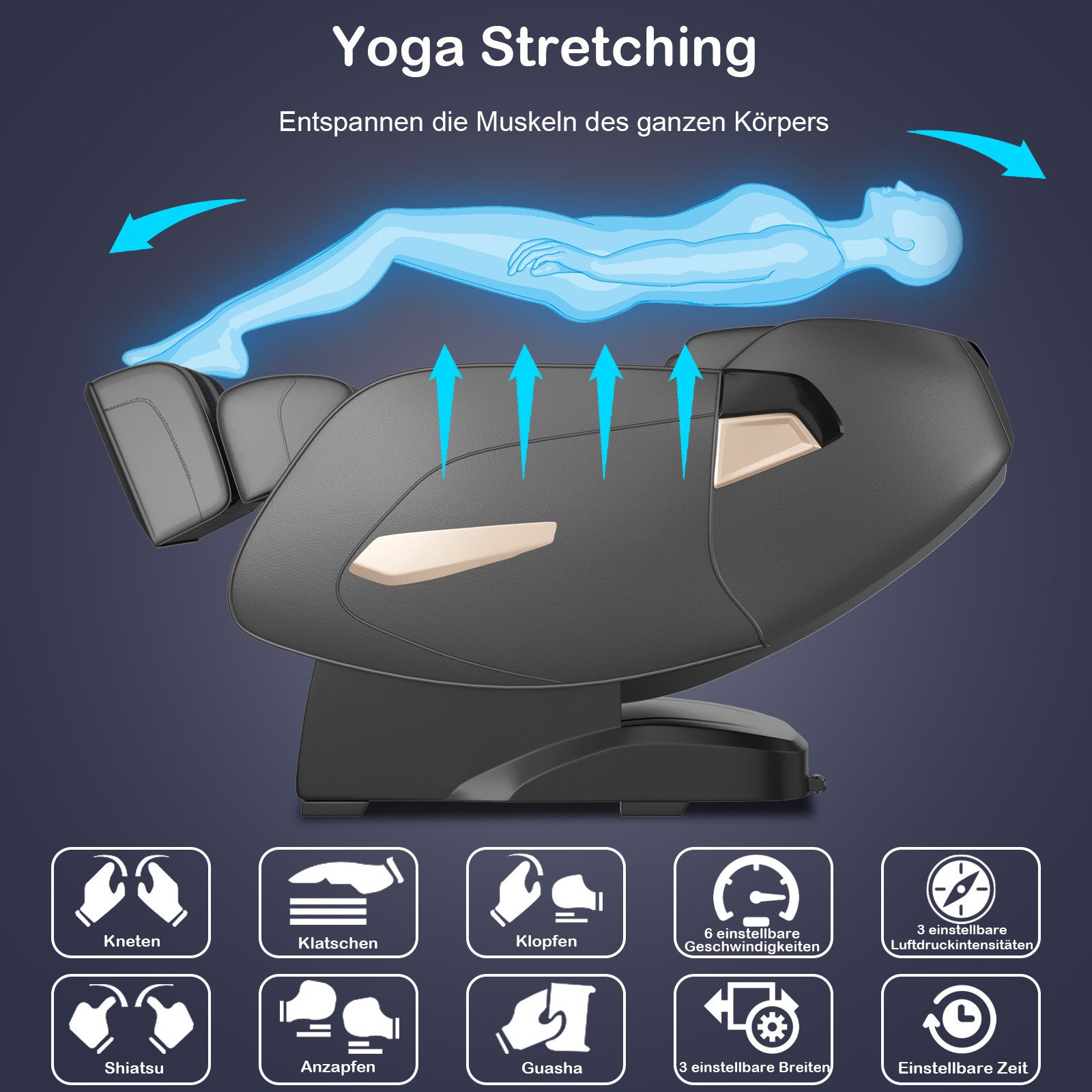 COSTWAY Massagesessel, mit Wärme-&Liegefunktion, Ganzkörper Zero Gravity günstig online kaufen