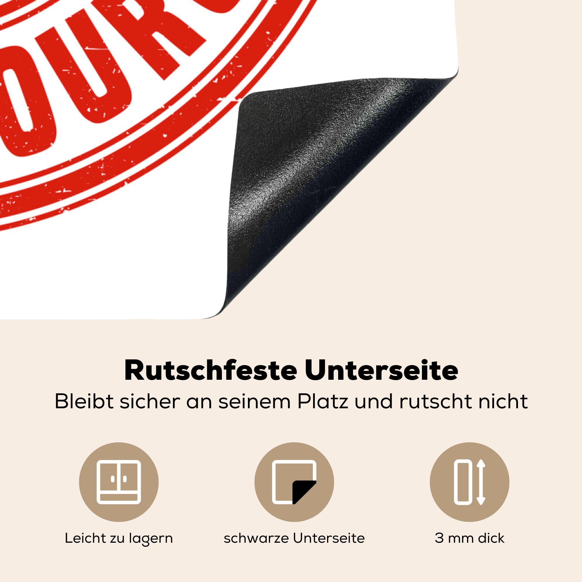 cm, Vinyl, einer Herdblende-/Abdeckplatte (1 MuchoWow 78x78 Arbeitsplatte Ceranfeldabdeckung, Briefmarke tlg), für Luxemburg, von Illustration küche roten