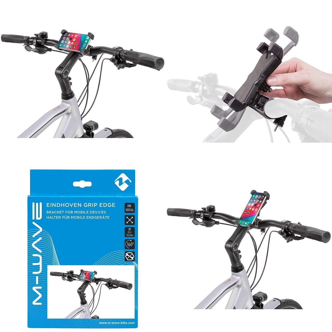 M-Wave Handy-Halterung Universalhalter universelle Größenanpassung 360 drehbar werkzeuglos