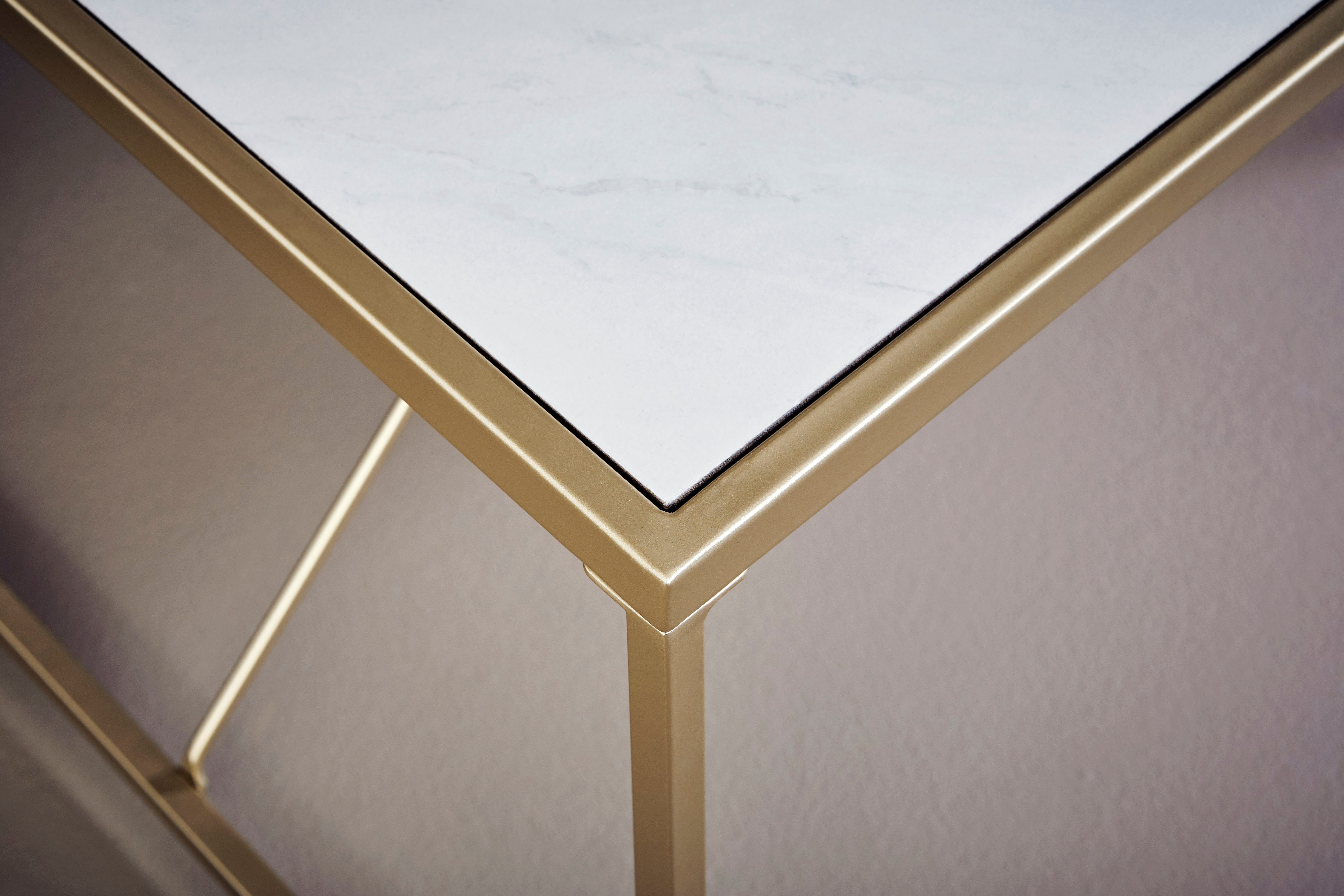 Jahnke Couchtisch Marmor | Gold/ GLAM | COFFEE Marmor-Look Gold-Optik Weiß
