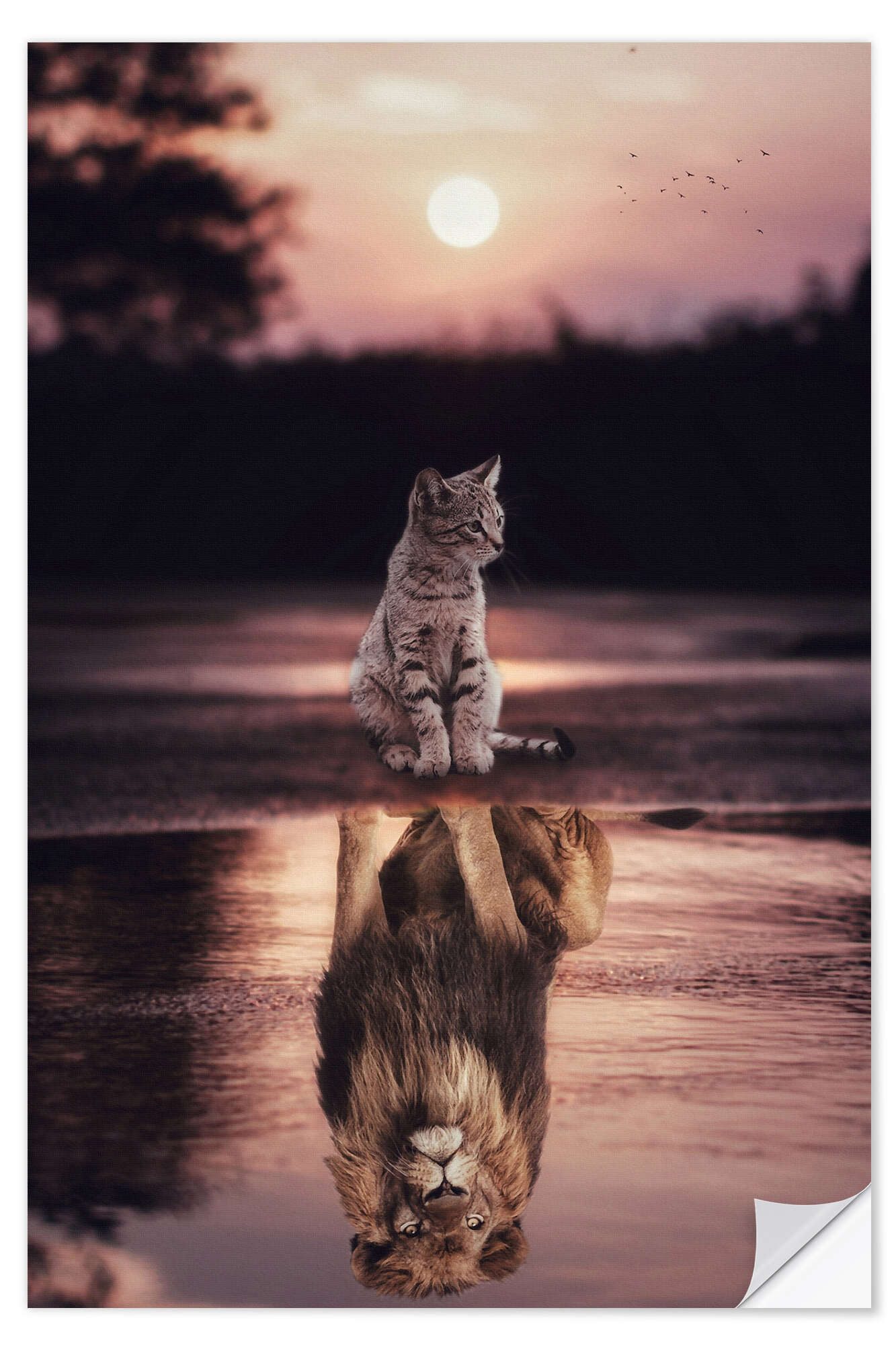 Posterlounge Wandfolie Gen Z, Dream Big - Kleine Katze wird zum Löwen, Kinderzimmer Illustration