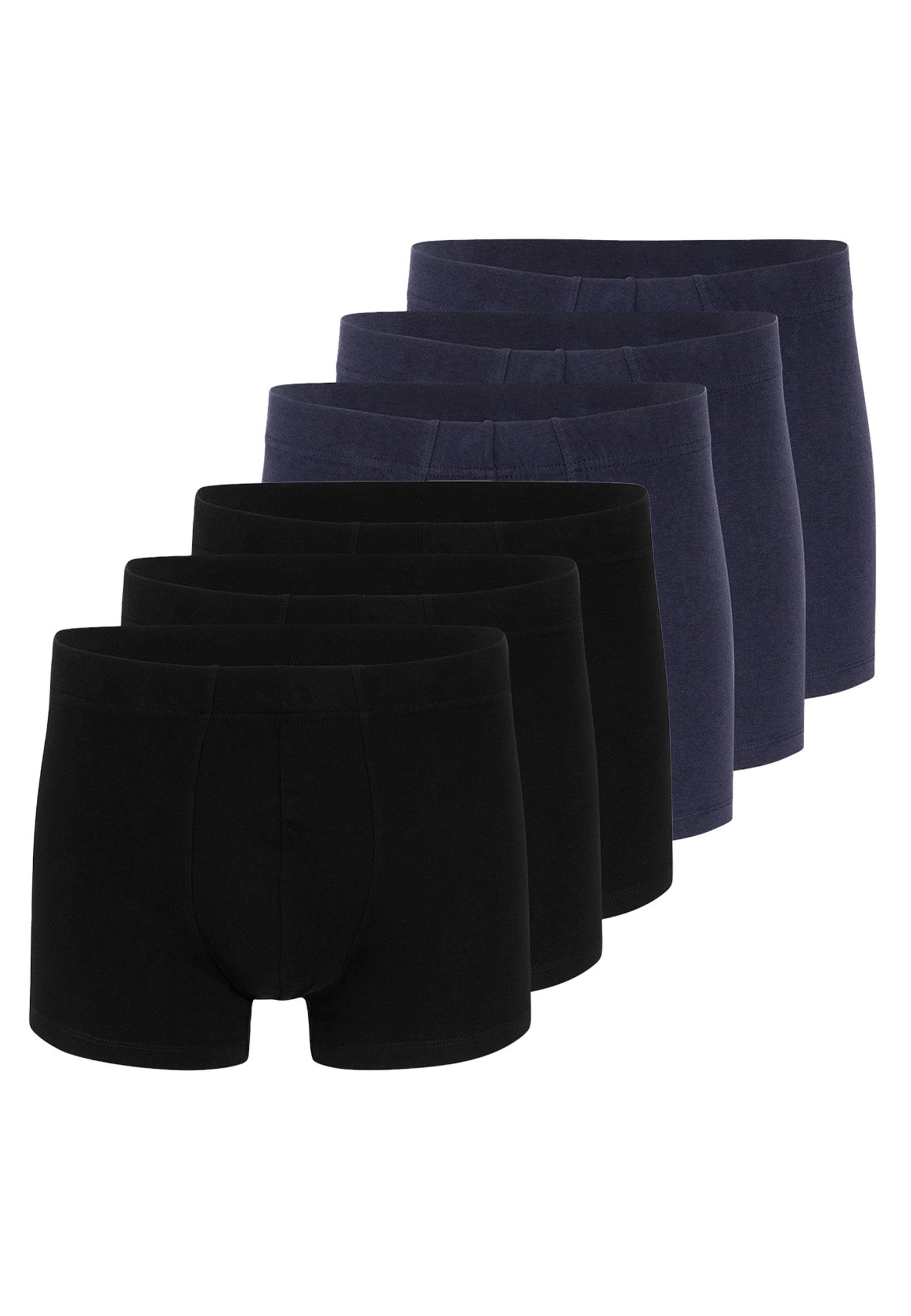 Short Pant Navy / Baumwolle - Cotton - Ohne Almonu Pack Retro / Retro - Boxer Schwarz 6-St) Organic Atmungsaktiv Eingriff 6er (Spar-Set,