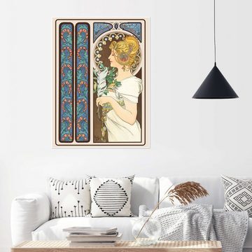 Posterlounge Poster Alfons Mucha, Die Feder, dekorativ, Wohnzimmer Vintage Malerei