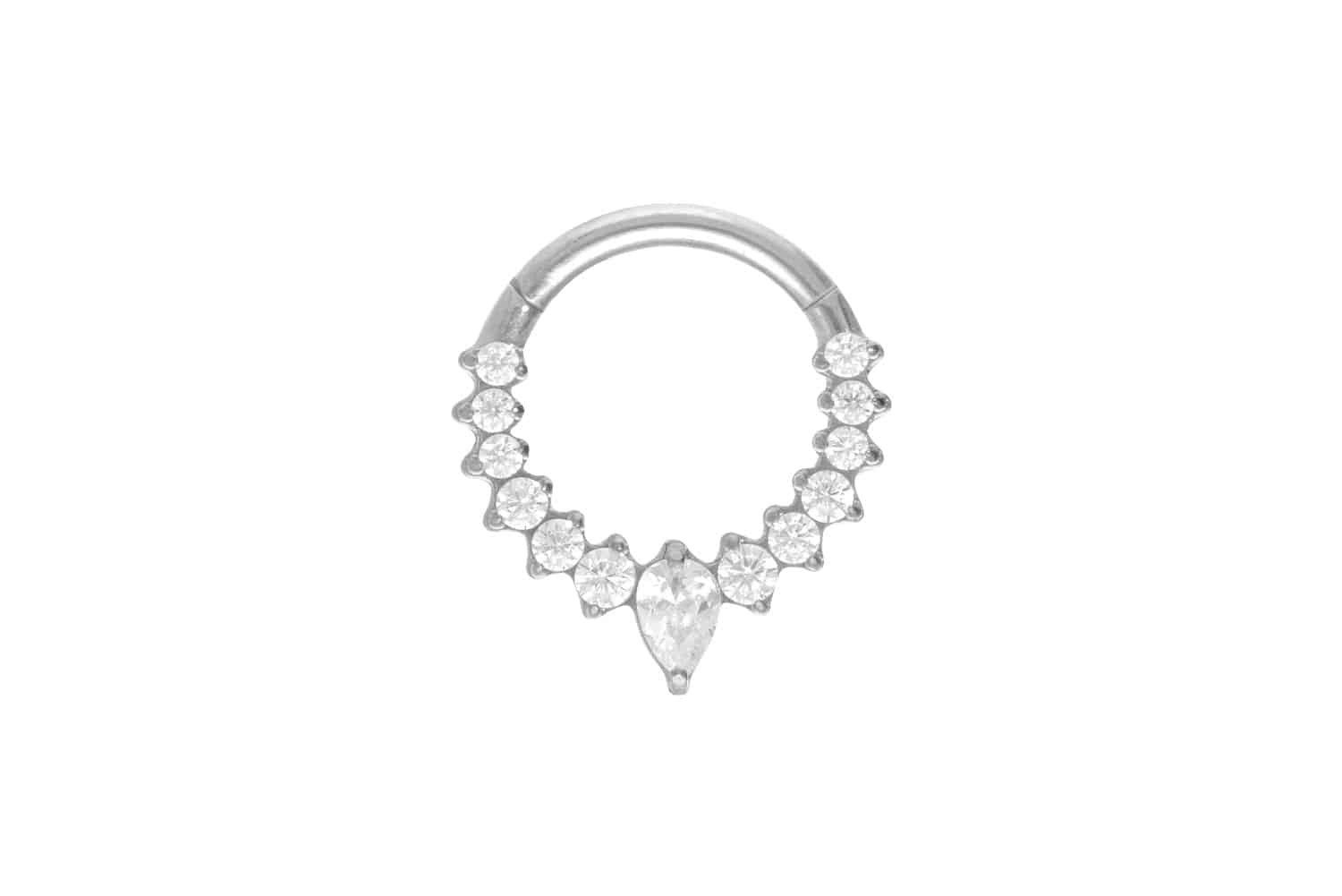 Piercing-Set Titan Segmentring Clicker EINGEFASSTE KRISTALLE