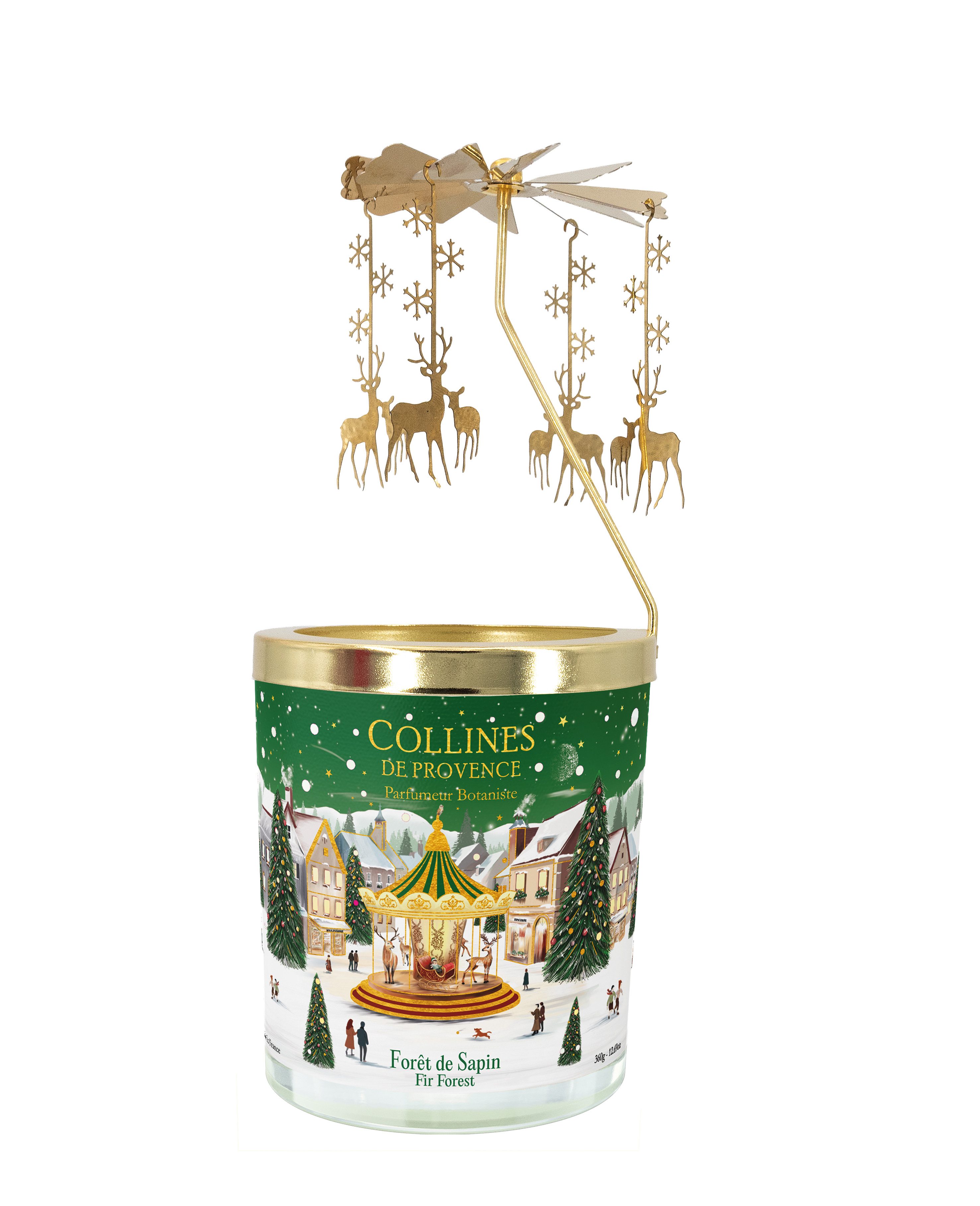 Collines de Provence Duftkerze C4672FSA - Geschenke SET + Karussell "Tannenwald" (1-tlg)