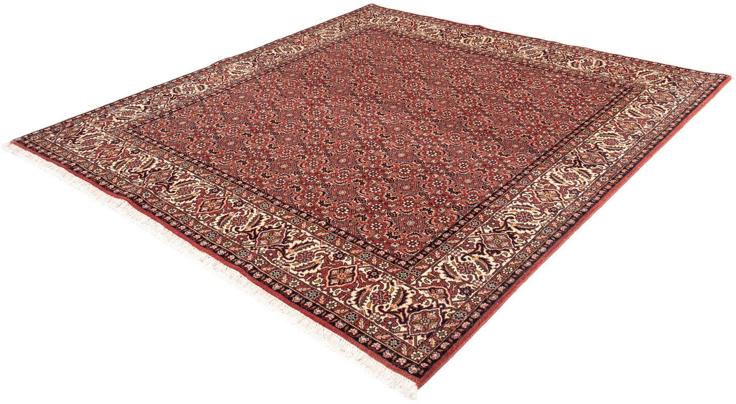 Orientteppich Perser - Bidjar quadratisch - 208 x 200 cm - hellrot, morgenland, quadratisch, Höhe: 15 mm, Wohnzimmer, Handgeknüpft, Einzelstück mit Zertifikat