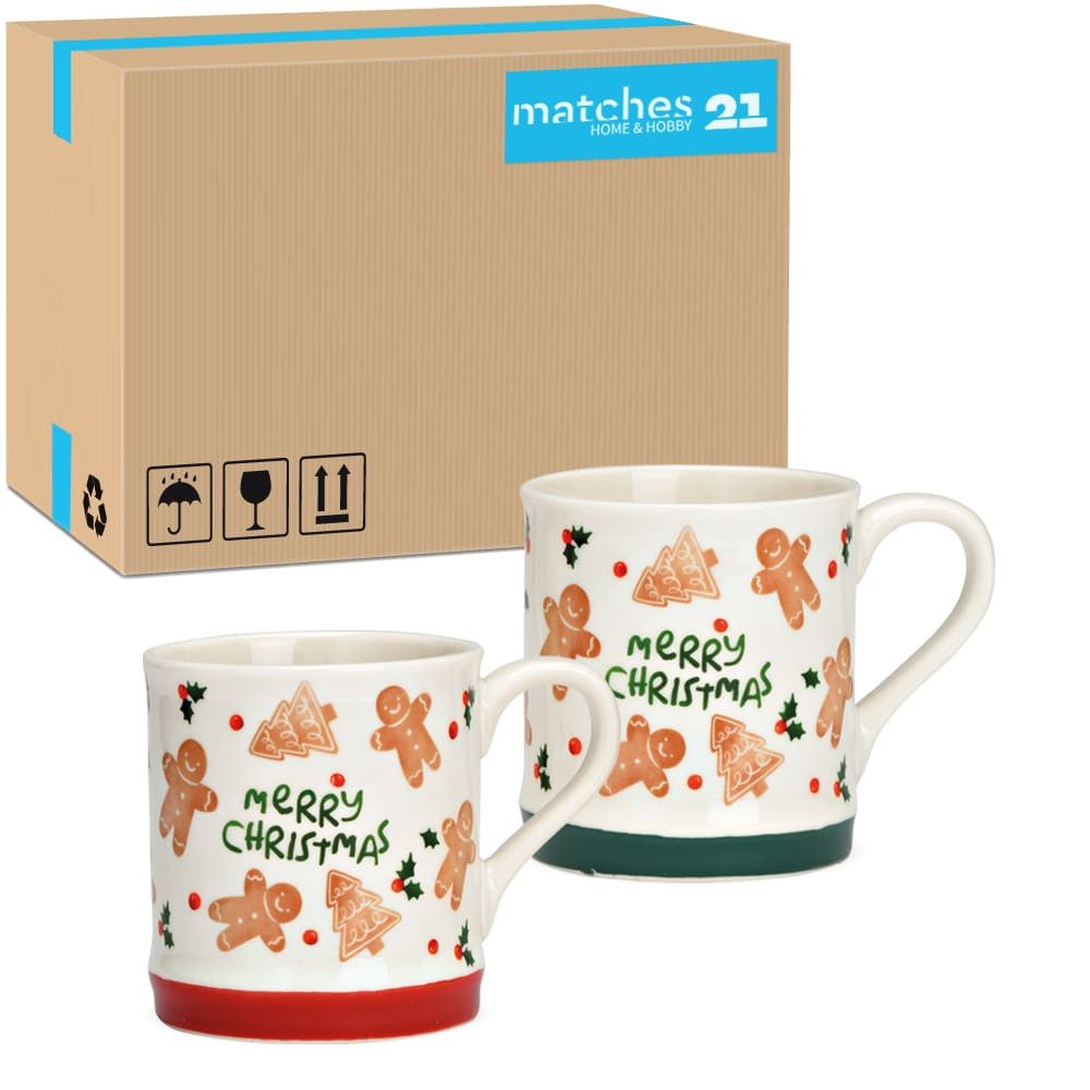 matches21 HOME & HOBBY Tasse Lebkuchen Spruch Dekor Weihnachts-Tassen 36er Set Ø 8 cm, 350 ml, 36-tlg., Porzellan, Spülmaschinenfeste Kaffeetassen Kaffee-Becher als Glühweintassen