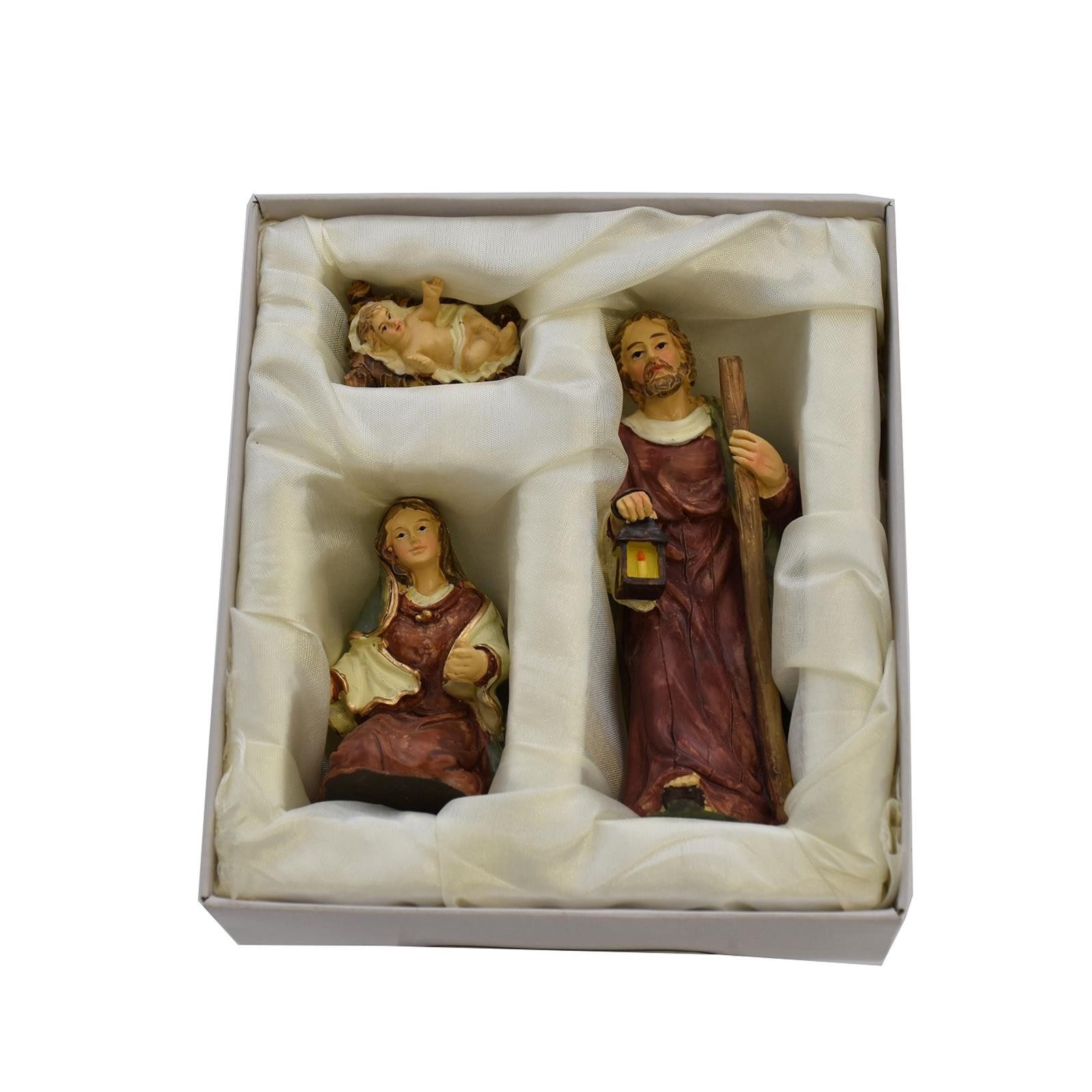 Geschenkestadl Krippenfigur Krippenfigurenset 3-tlg Maria, Josef, Christkind Wiege, in 2 Gr.