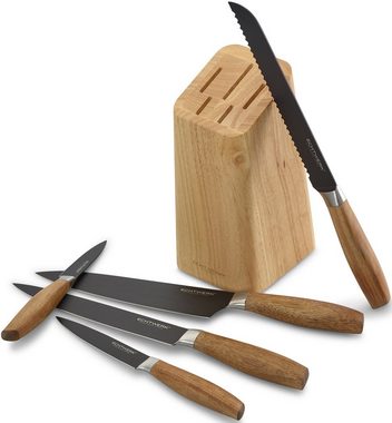 ECHTWERK Messer-Set Classic (Set, 6-tlg), aus hochwertigem Stahl, Messerblock aus Pakkaholz, Black-Edition