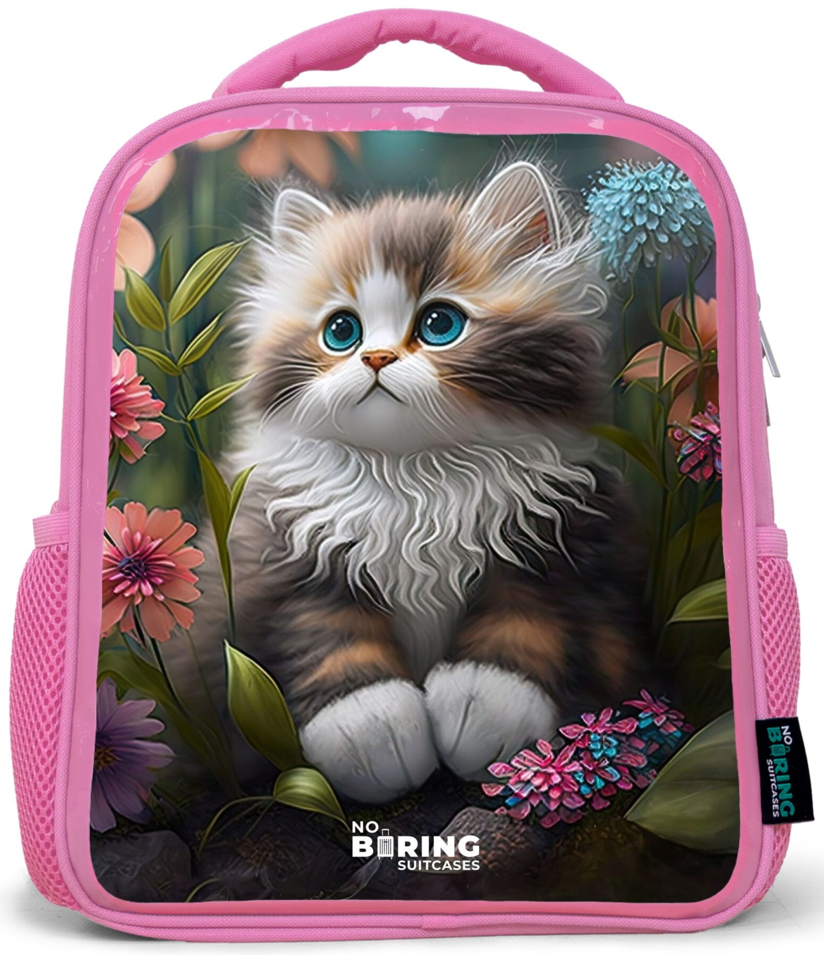 Rucksack Rosa - Kätzchen zwischen Blumen