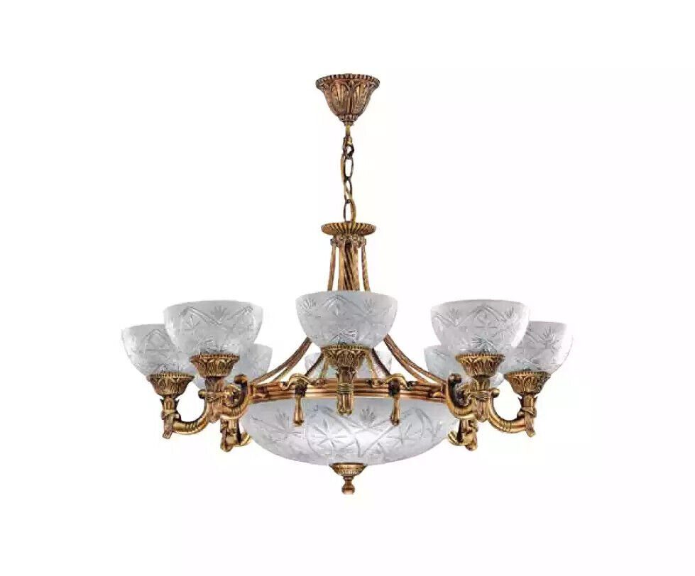JVmoebel Deckenleuchte Deckenlampe Lüster Deckenleuchter Lampe Kronleuchter Glas Gold, Made in Europa