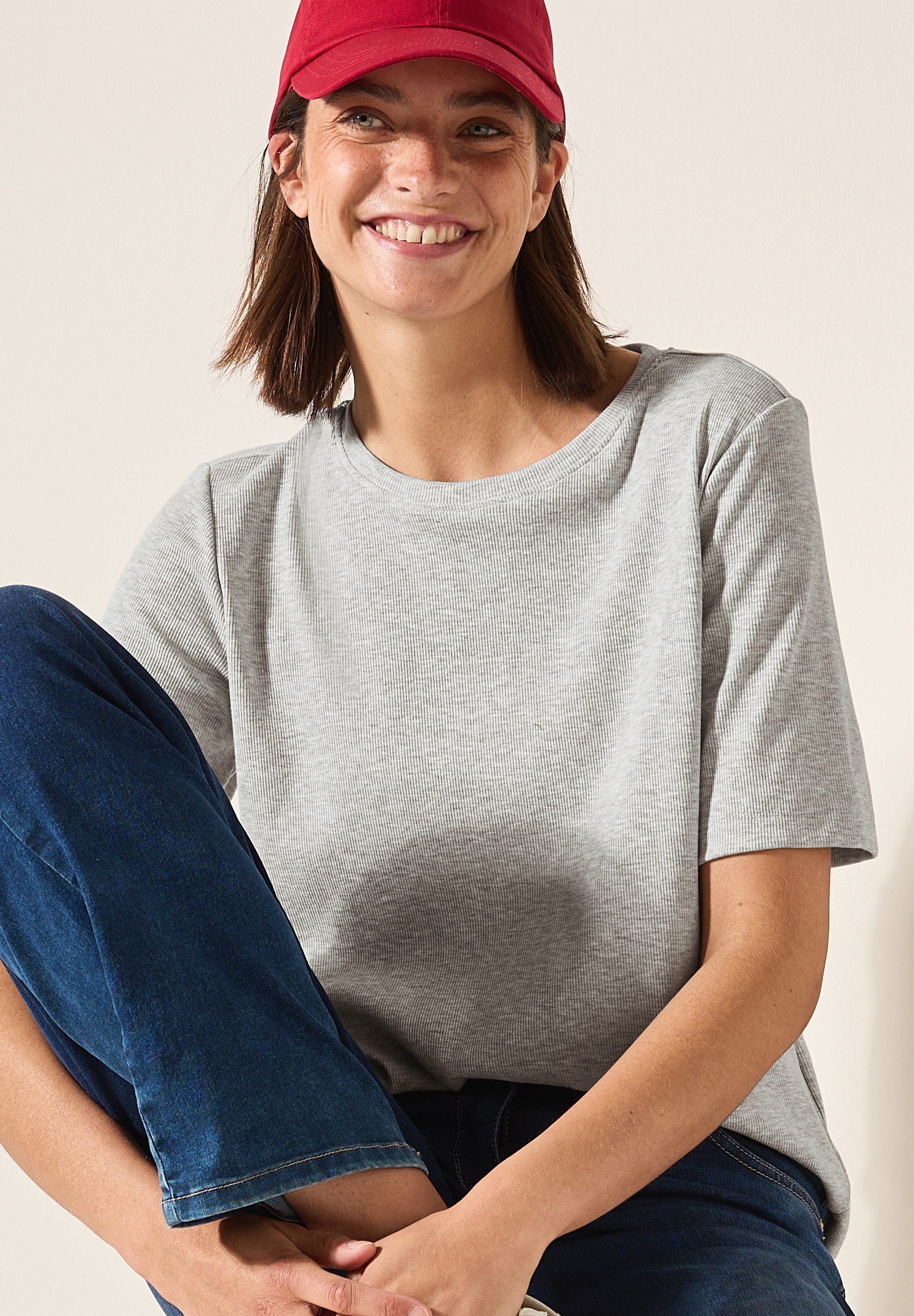 CECIL T-Shirt mit feiner Ripp Struktur günstig online kaufen