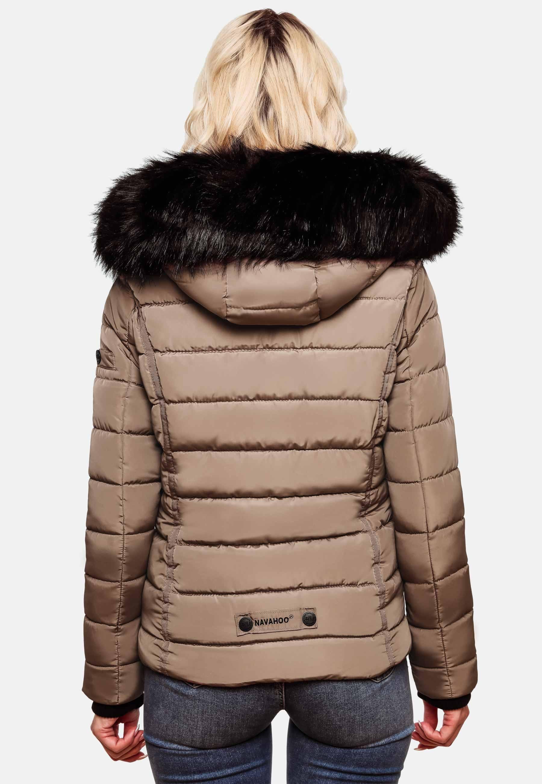 Navahoo Steppjacke Miamor hochwertige Winterjacke m. voluminöser Kunstpelz-Kapuze
