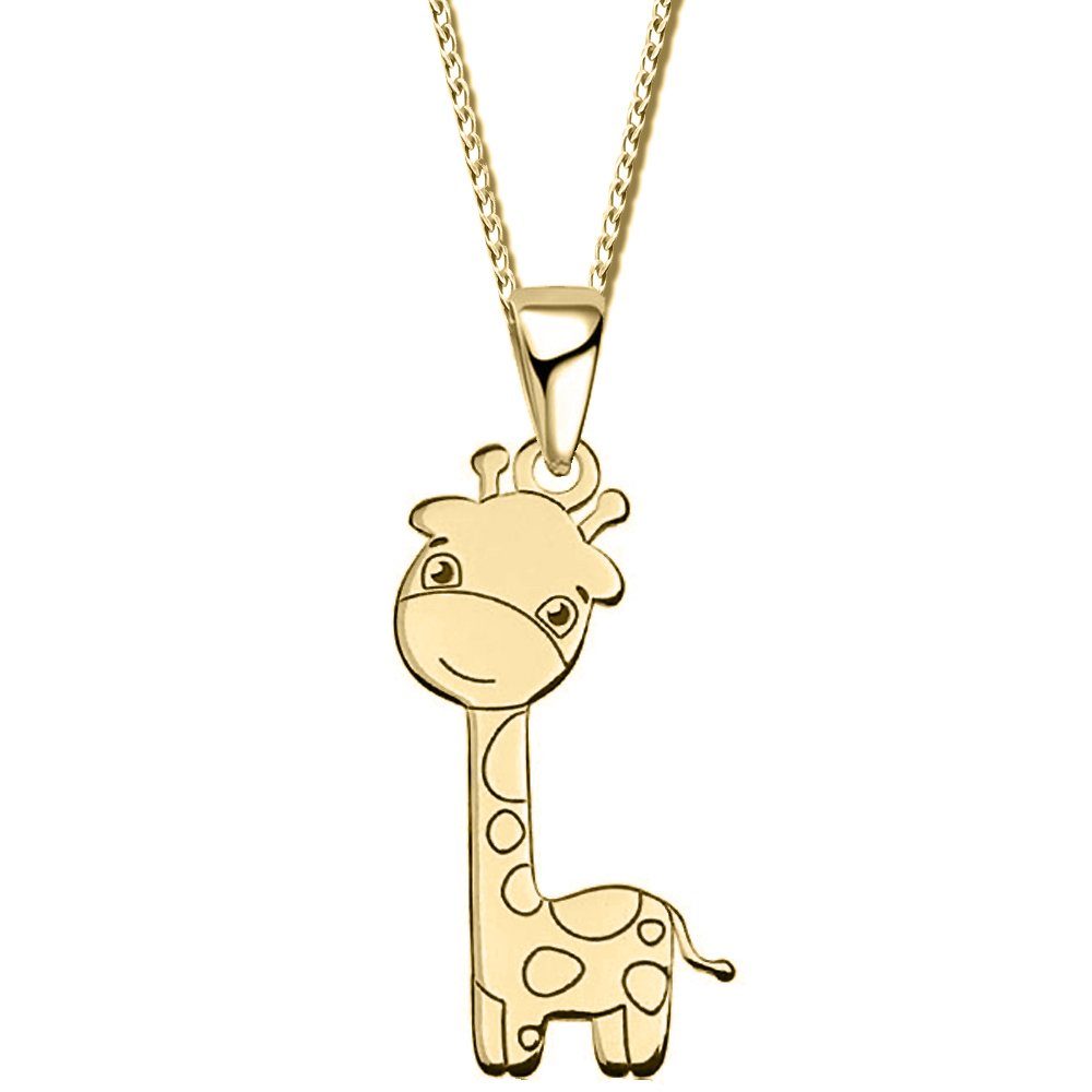 Limana Kette mit Anhänger echt rosegold gold Kinderkette Giraffe, Sterling Silber Halskette Mädchenkette 925