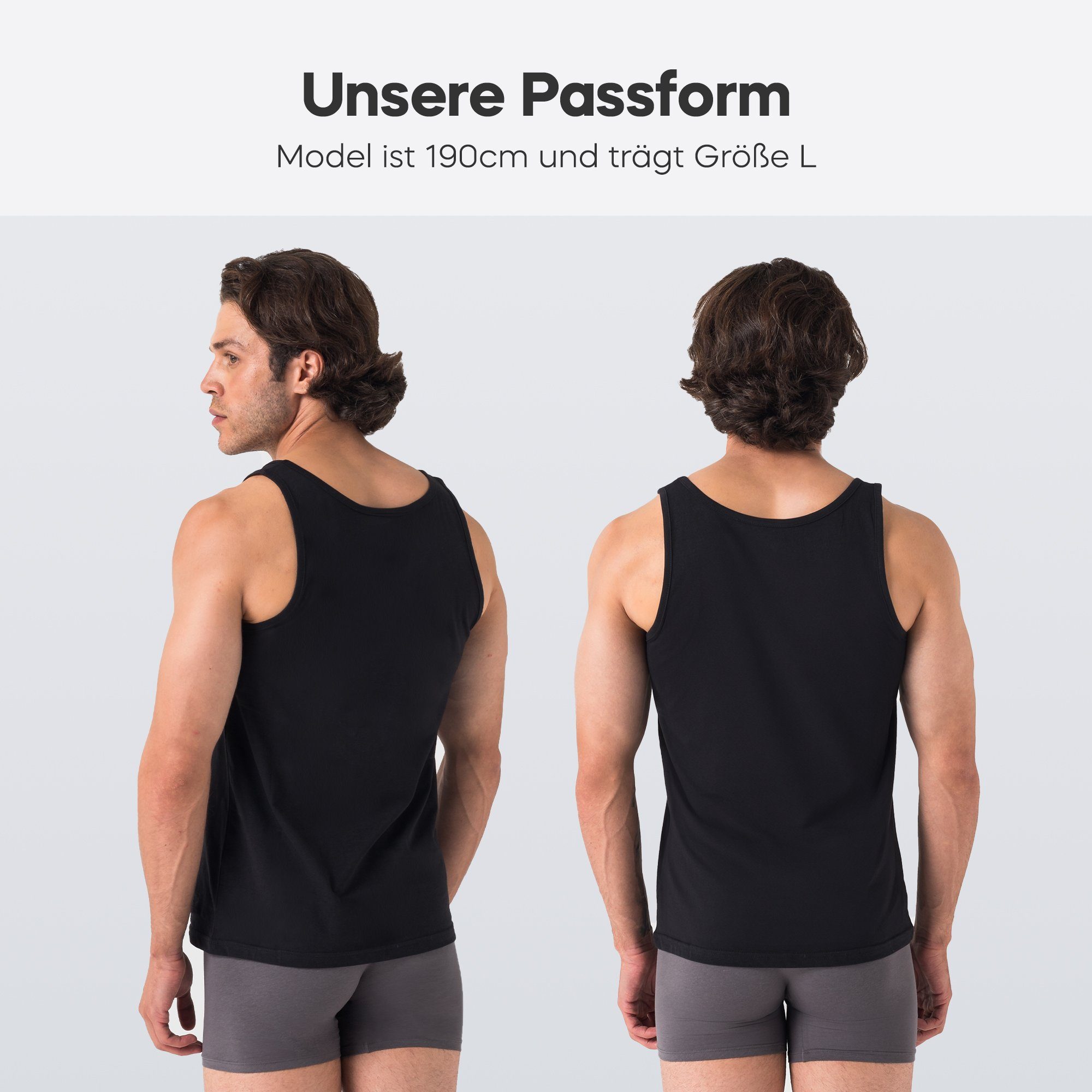 Tanktop (Packung, Herren Barrio Baumwolle Feinripp 3er-Pack) Schwarz Achselshirt 100% für 13 3-tlg., Unterhemd aus