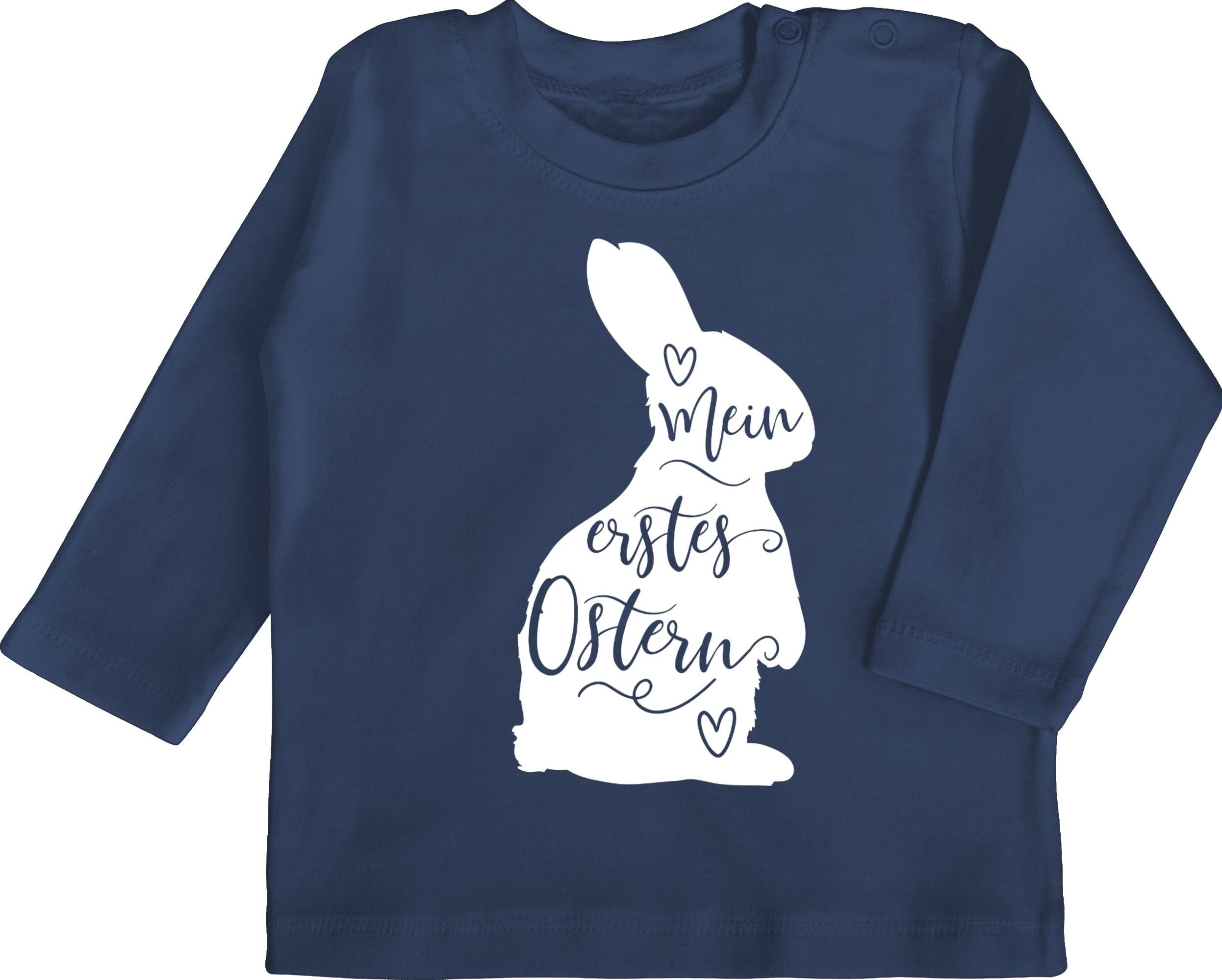 Shirtracer T-Shirt Mein erstes Ostern - Hasen Silhouette - weiß Ostergeschenke 2 Navy Blau