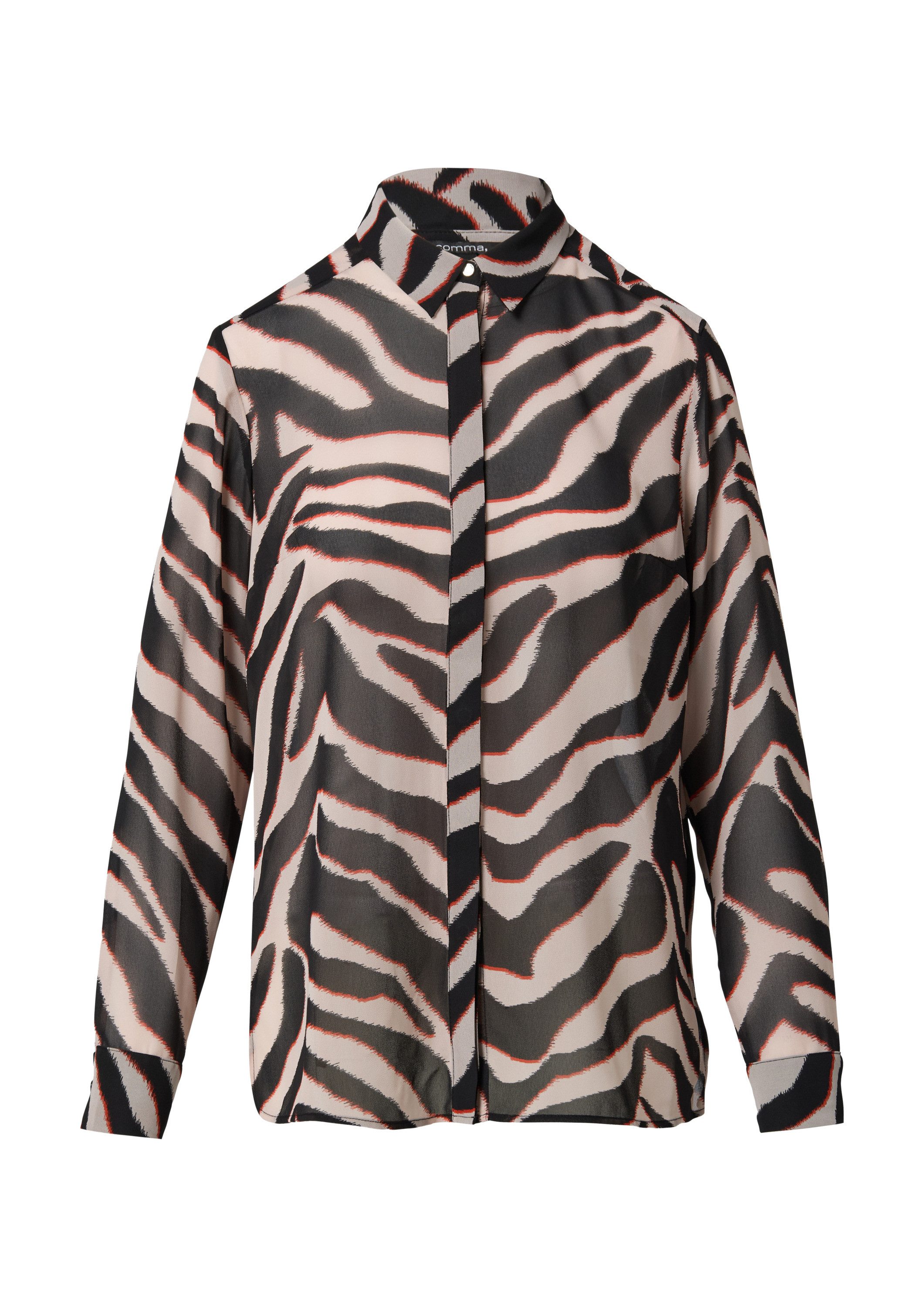 comma Langarmbluse Bluse Chiffon-Bluse mit Hemdkragen günstig online kaufen