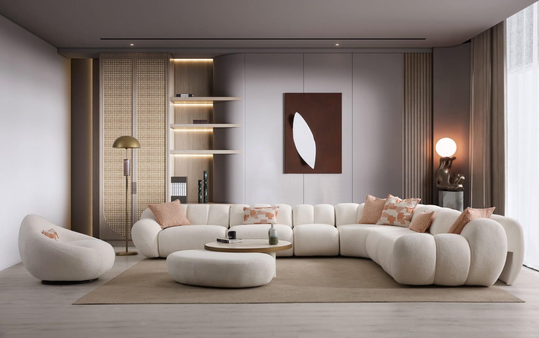 JVmoebel Ecksofa Weißes Wohnzimmer Set Designer Ecksofa Couchtisch Sessel, Eck Couch