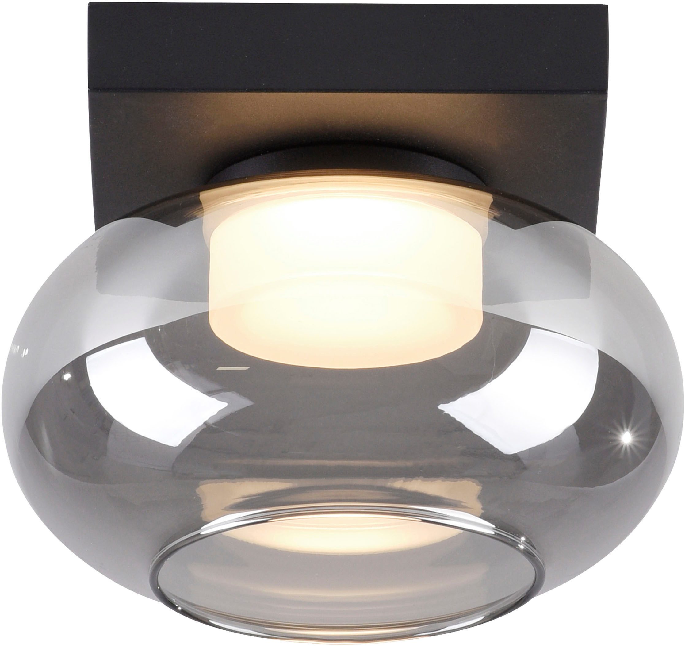 SCHÖNER WOHNEN-Kollektion LED Deckenleuchte SIA, Memoryfunktion, LED fest integriert, Warmweiß, SCHÖNER WOHNEN Kollektion, SimplyDim, Memoryfunktion, Rauchglas