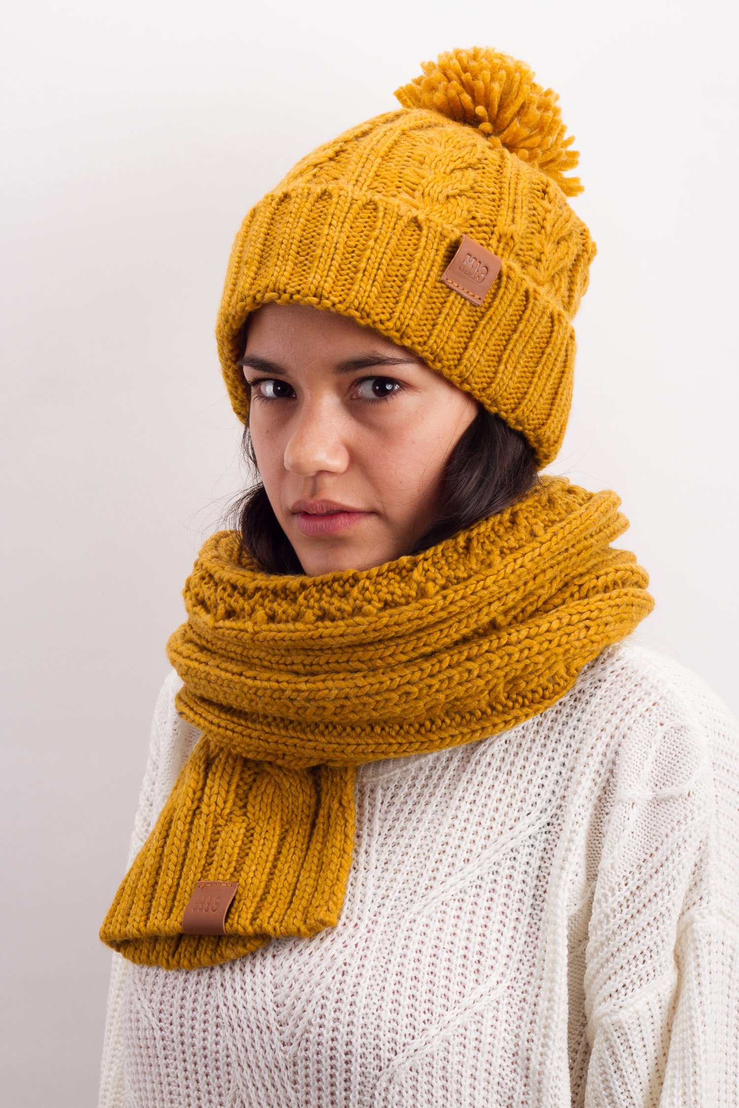 Manufaktur13 Mütze & Schal Knit Winter Set - Schal & Mütze 2-teiliges Kombiset Strickschal Beanie (Set aus Wintermütze & Winterschal) atmungsaktiv