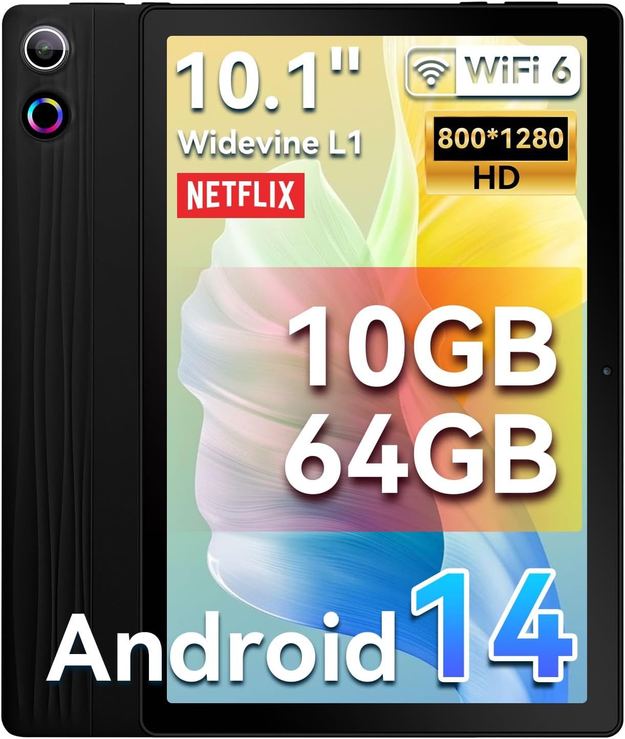Happybe 10 Zoll Octa-Core 10GB RAM+64GB, 1280x800 HD IPS, Widevine L1, WiFi 6 Tablet (10", 64 GB, Android, 5G WiFi, 10GB RAM + 64GB, Widevine L1 Zertifiziert für Arbeit & Streaming)