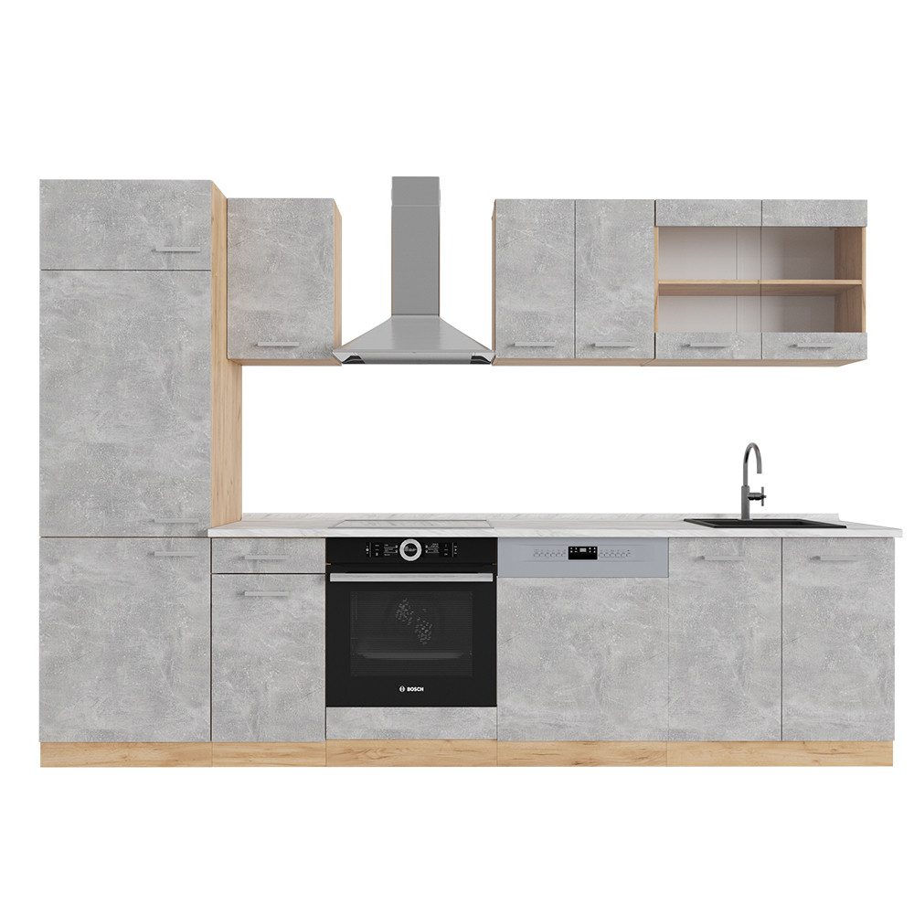Vicco Küchenzeile R-Line, Beton/Goldkraft Eiche, 300 günstig online kaufen