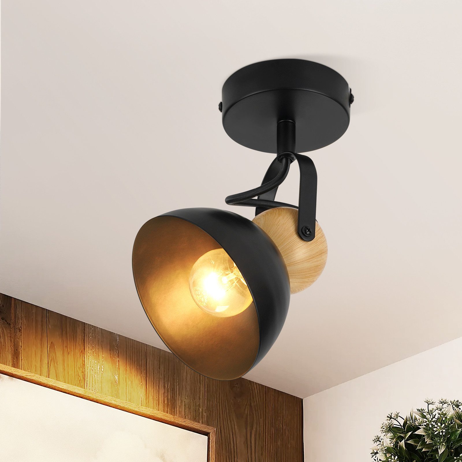 Nettlife Deckenstrahler Vintage Schwarz E27 Schwenkbar 350° Retro Flurlampe günstig online kaufen
