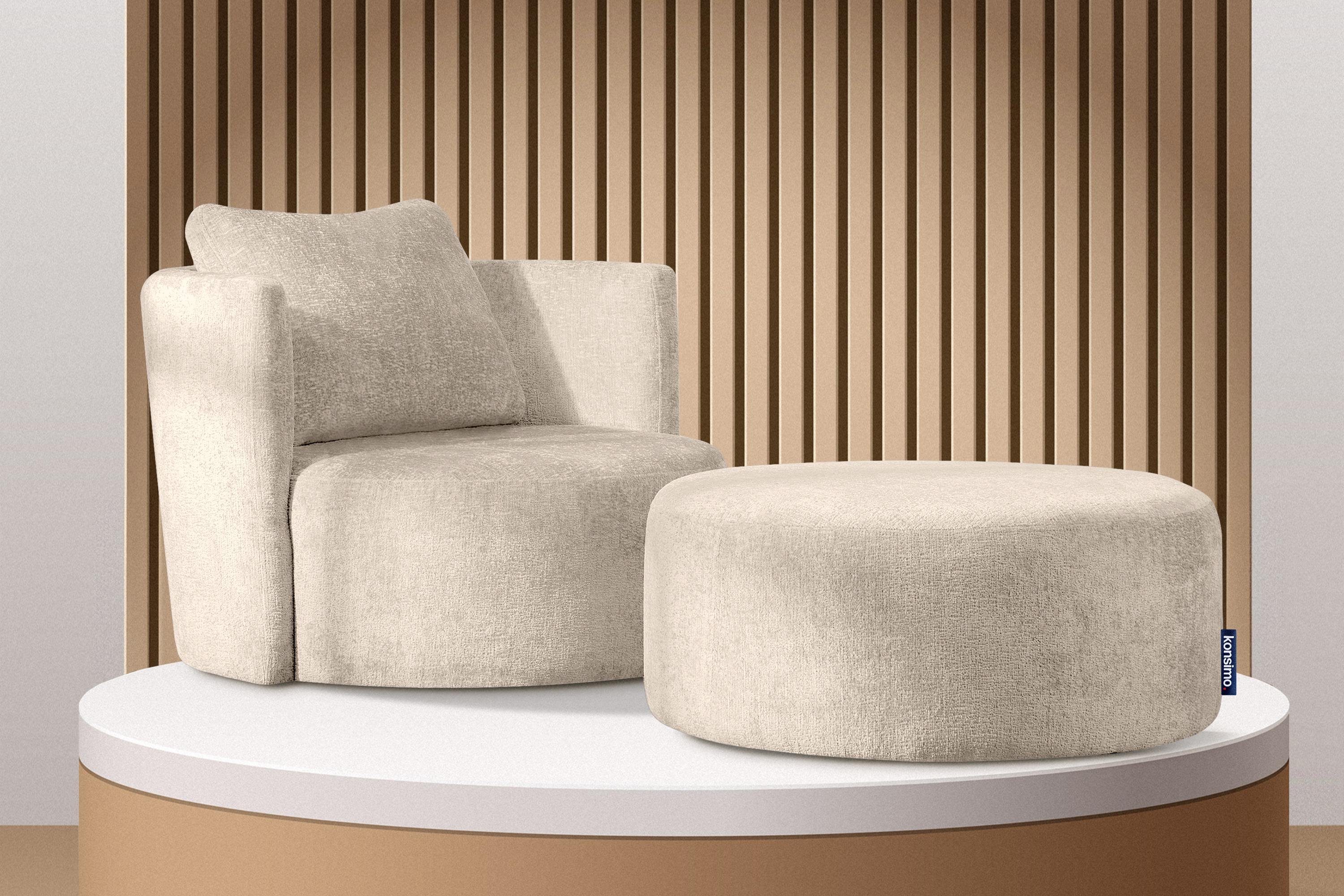 Pouf, Drehfunktion, Konsimo Stil 360° modernistischen RAGGI im Polsterhocker mit Chenille, Sitzhocker